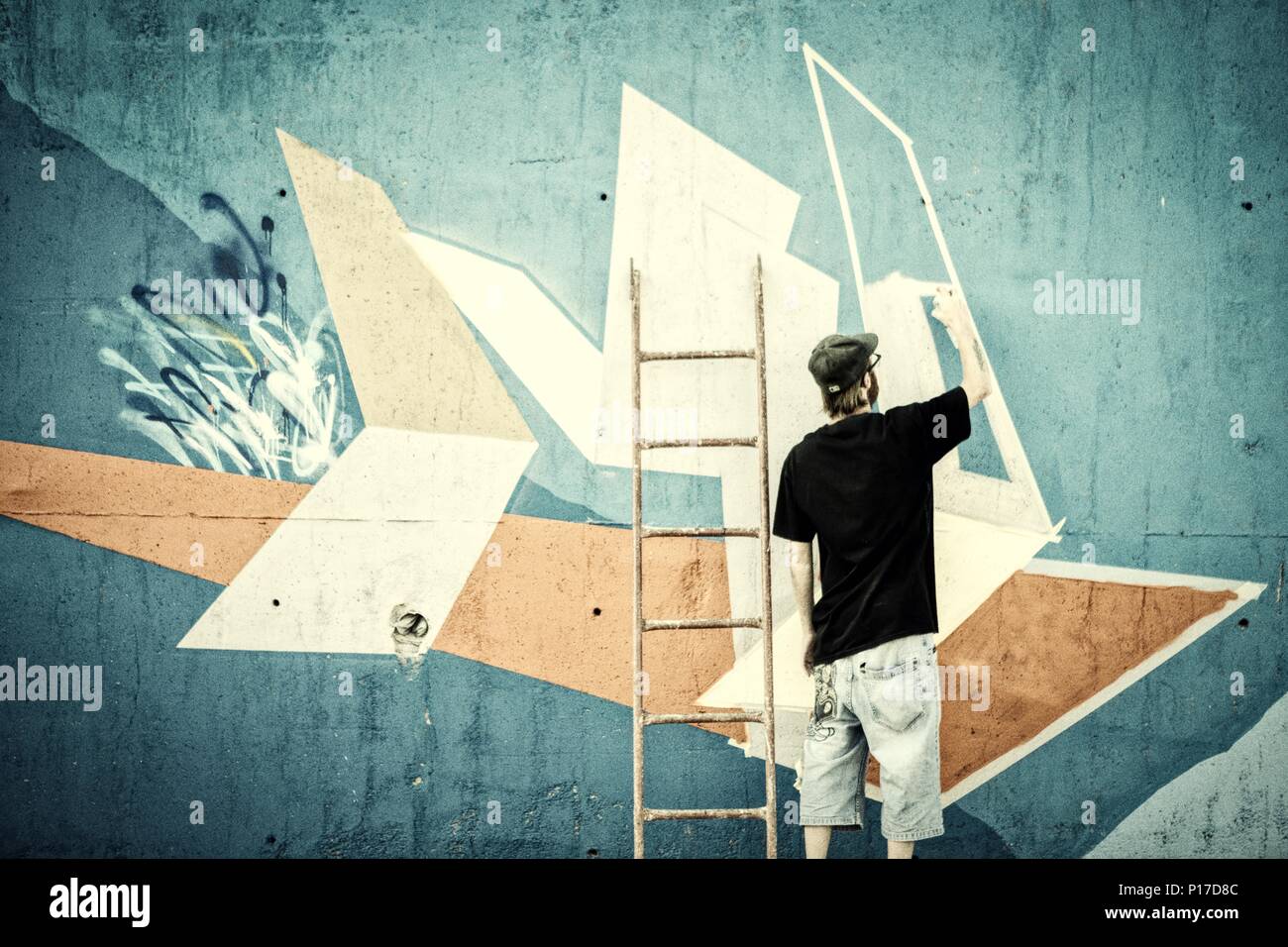 street art graffiti with spray can Stock Photo - Alamy