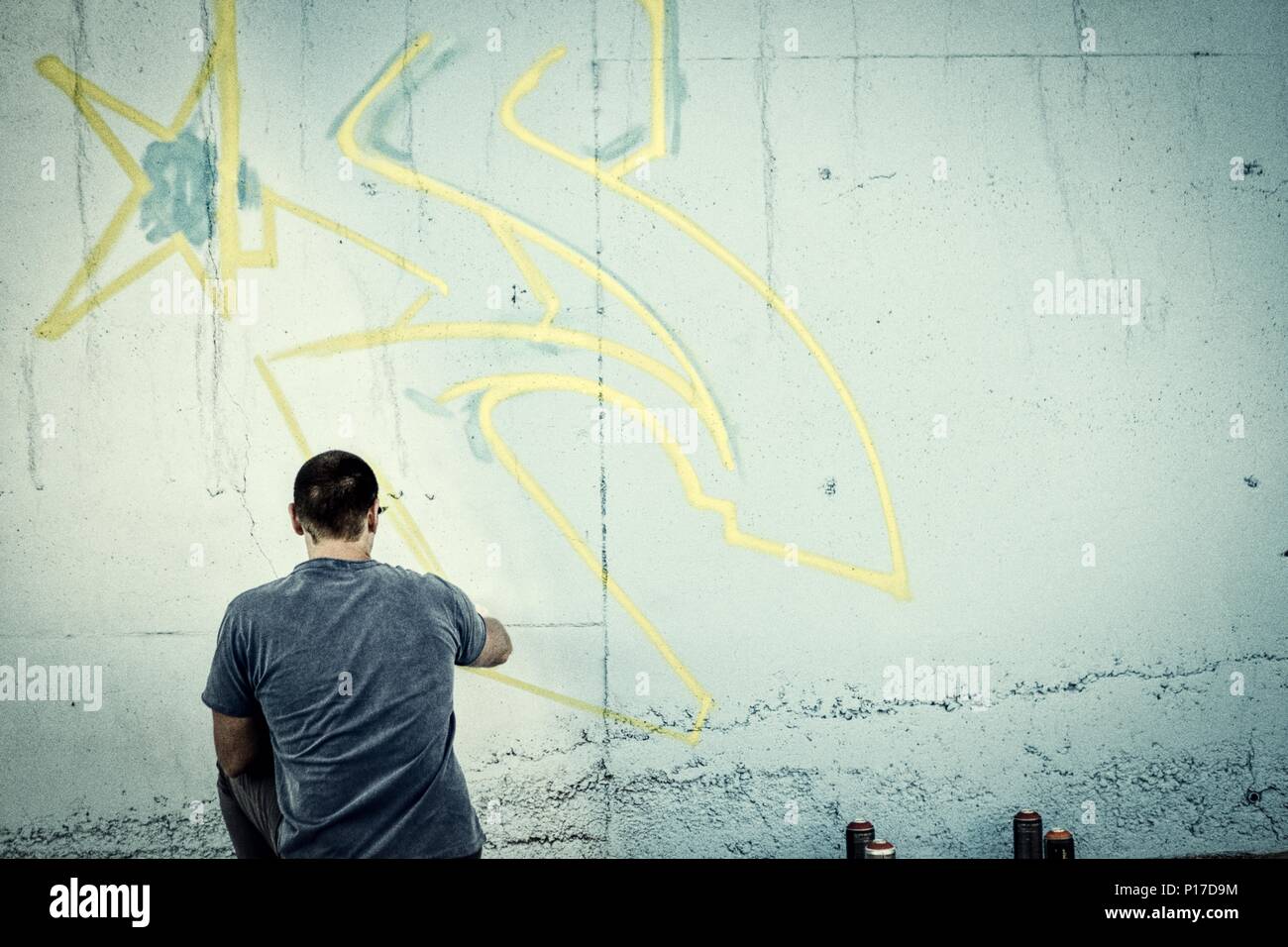 street art graffiti with spray can Stock Photo - Alamy