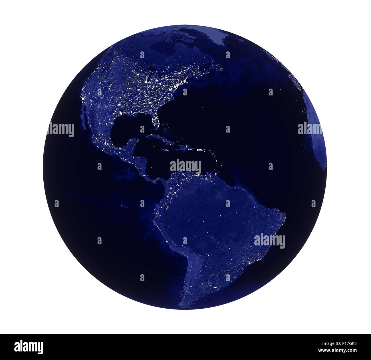Planet Earth Night Light America View Isolated Stock Photo - Alamy