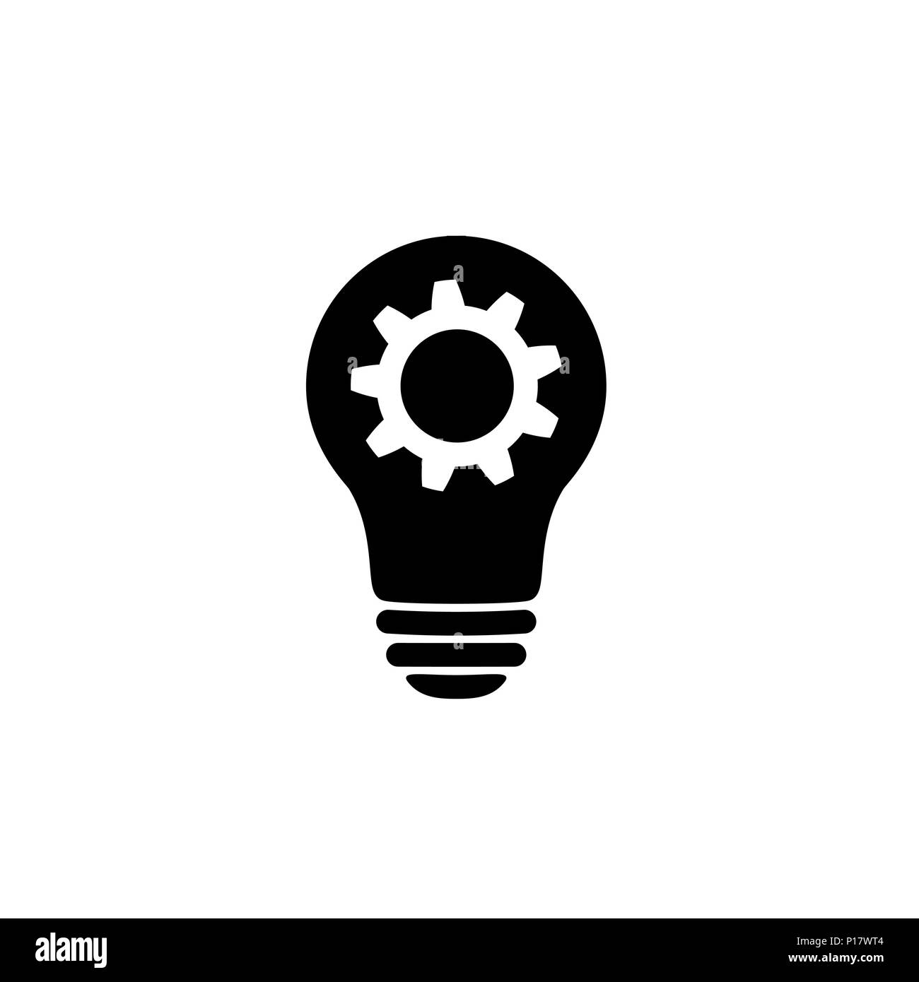 Lamp bulb with gear icon. Woking idea symbol Stock Vector
