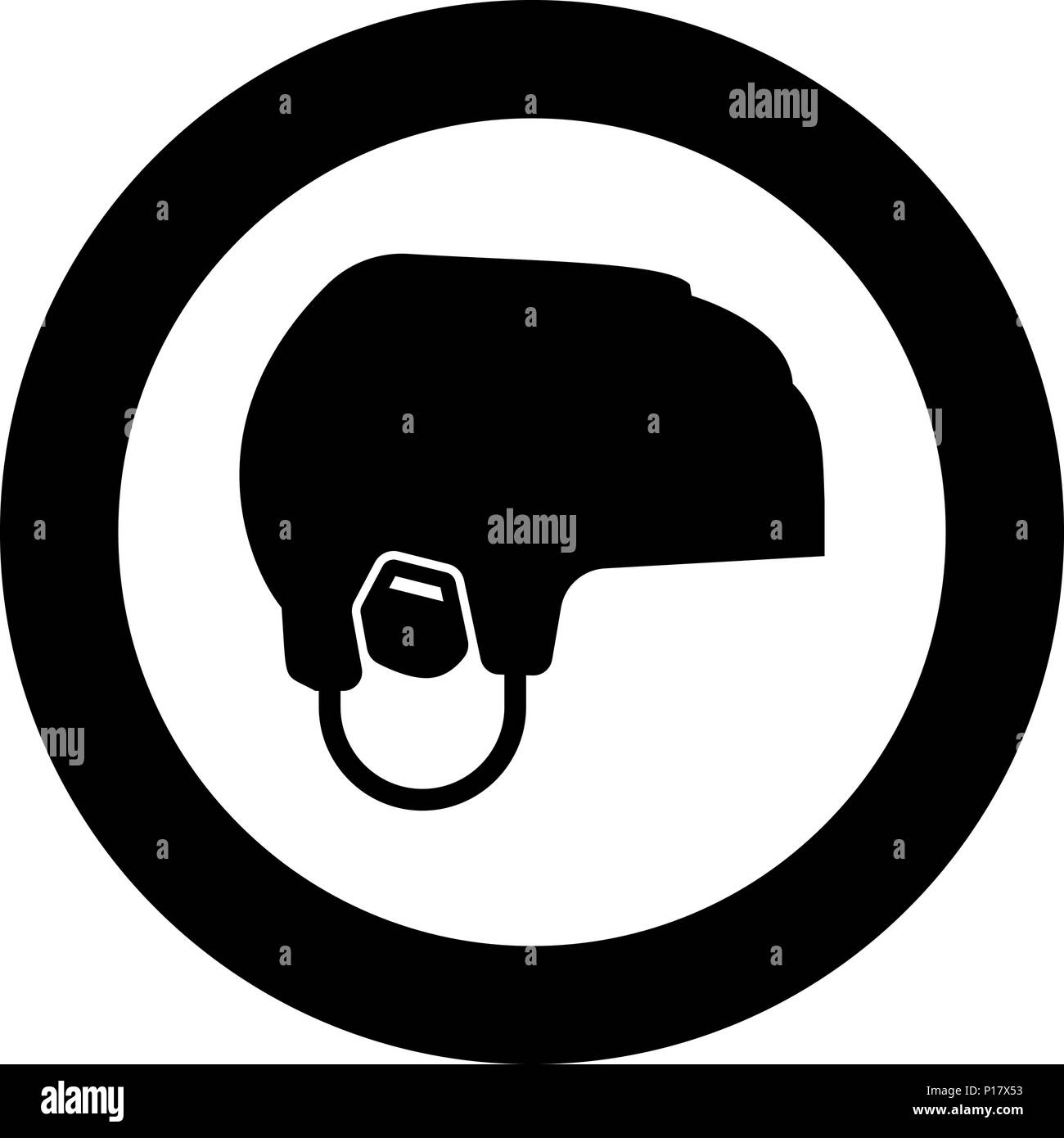 Hockey helmet icon black color in circle round vector I Stock Vector ...