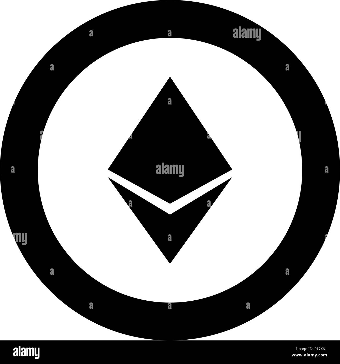 Etherium icon black color in circle round vector I Stock Vector