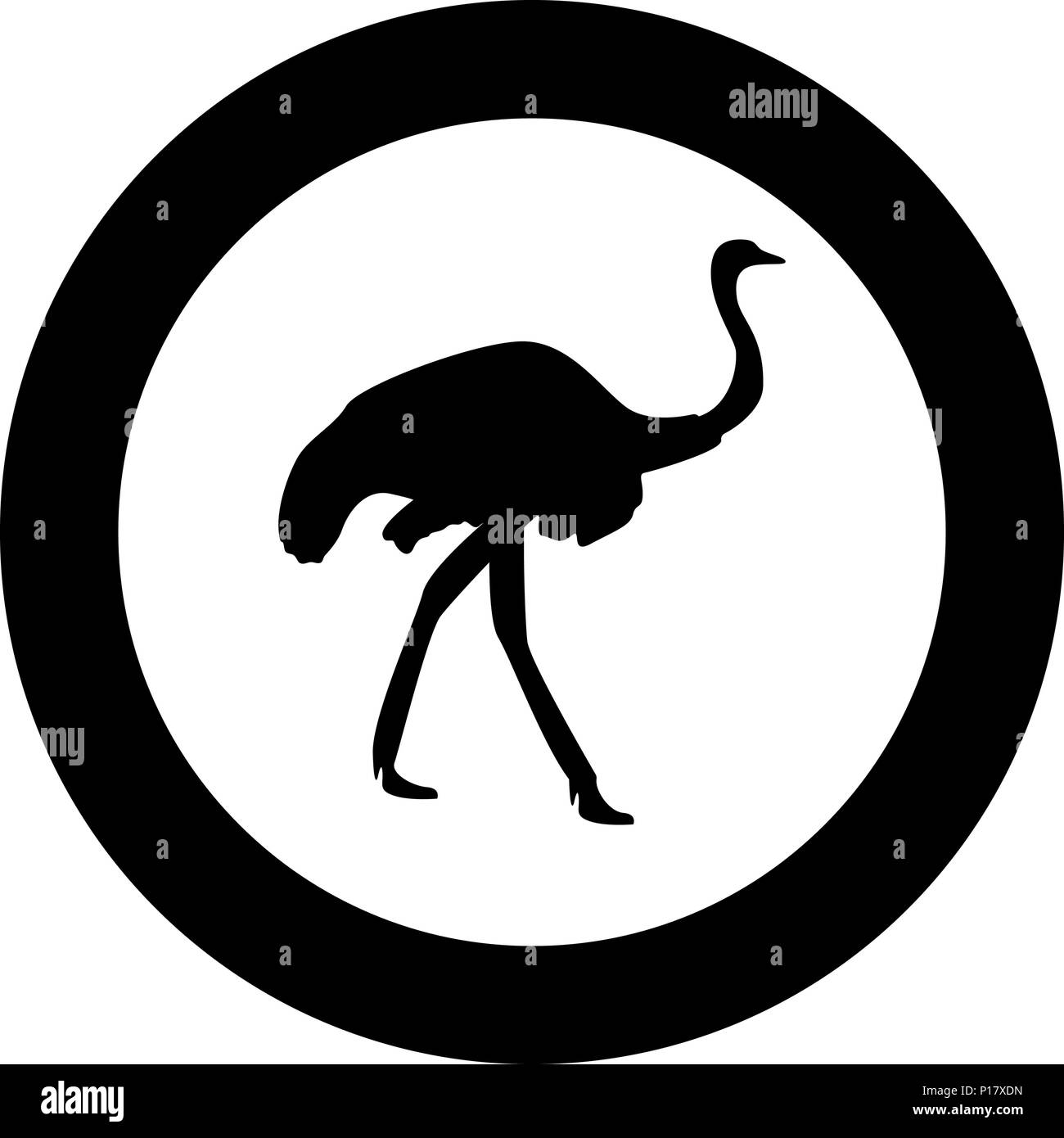 Ostrich icon black color in circle round vector I Stock Vector Image ...