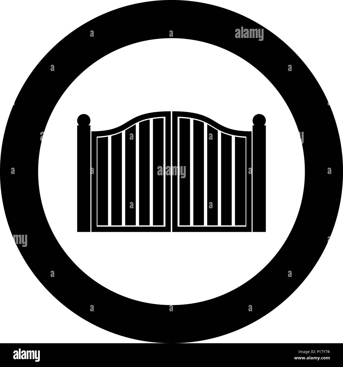 Old gate icon black color in circle round vector I Stock Vector