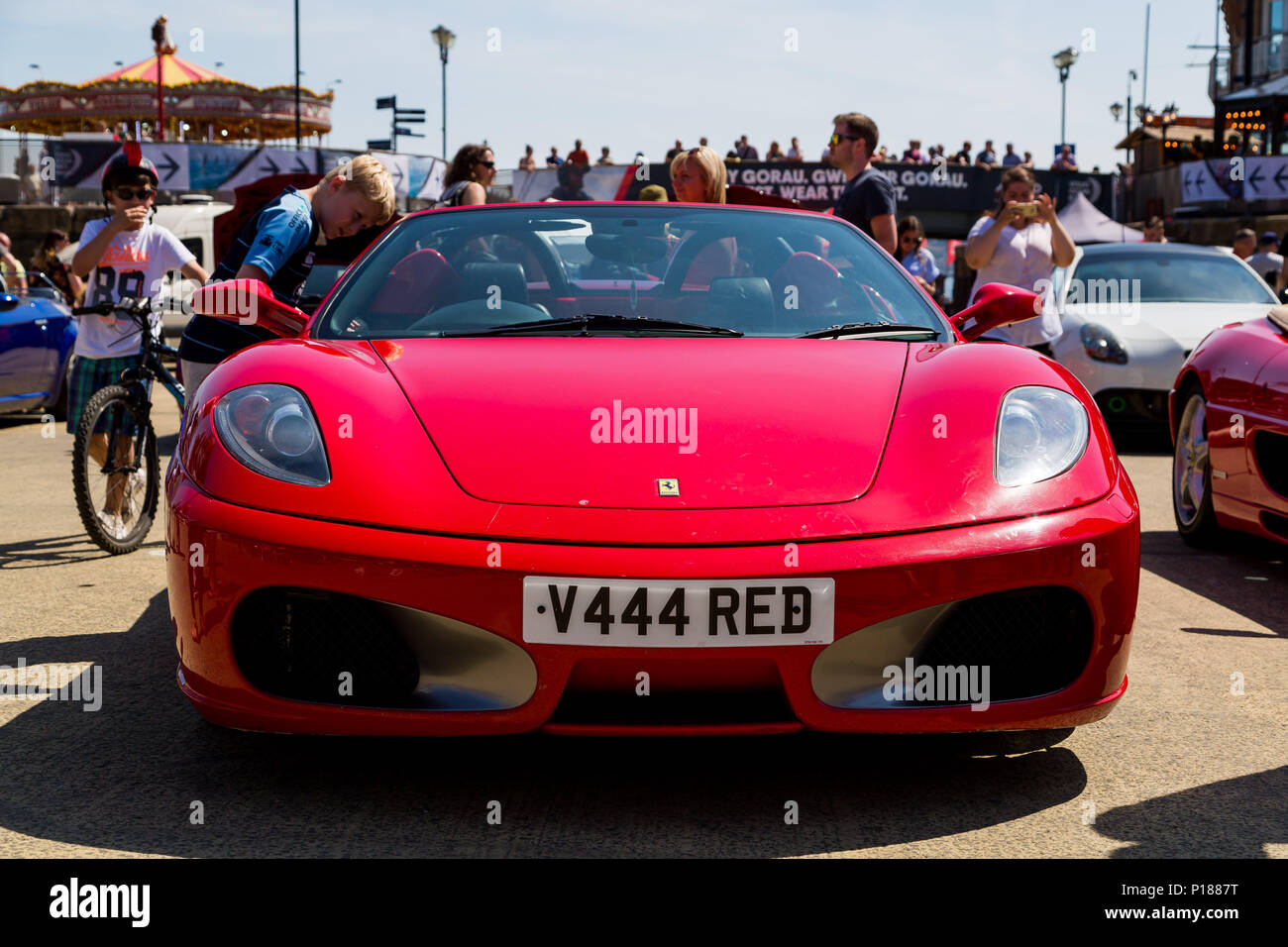 Italian Sport Cars exhibited in Cardiff Bay on a Sunny day Stock Photo