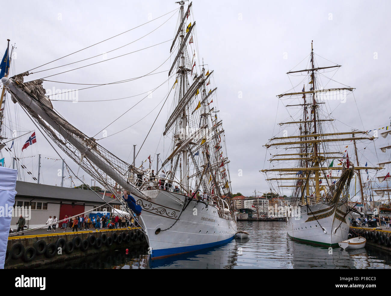 Tall Ships Race 2008. Bergen, Norway. Christian Radich, Sorlandet, both ...