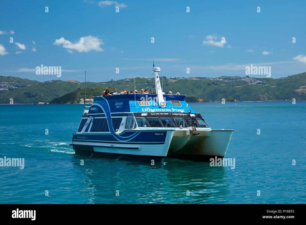 Wellington harbour passenger ferry at Days Bay, Eastbourne, Wellington, North Island, New Zealand Stock Photo