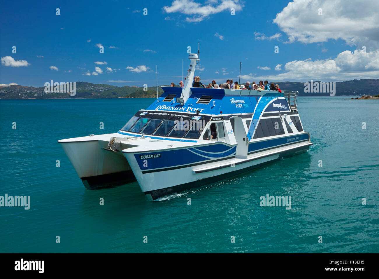 Wellington harbour passenger ferry at Days Bay, Eastbourne, Wellington, North Island, New Zealand Stock Photo