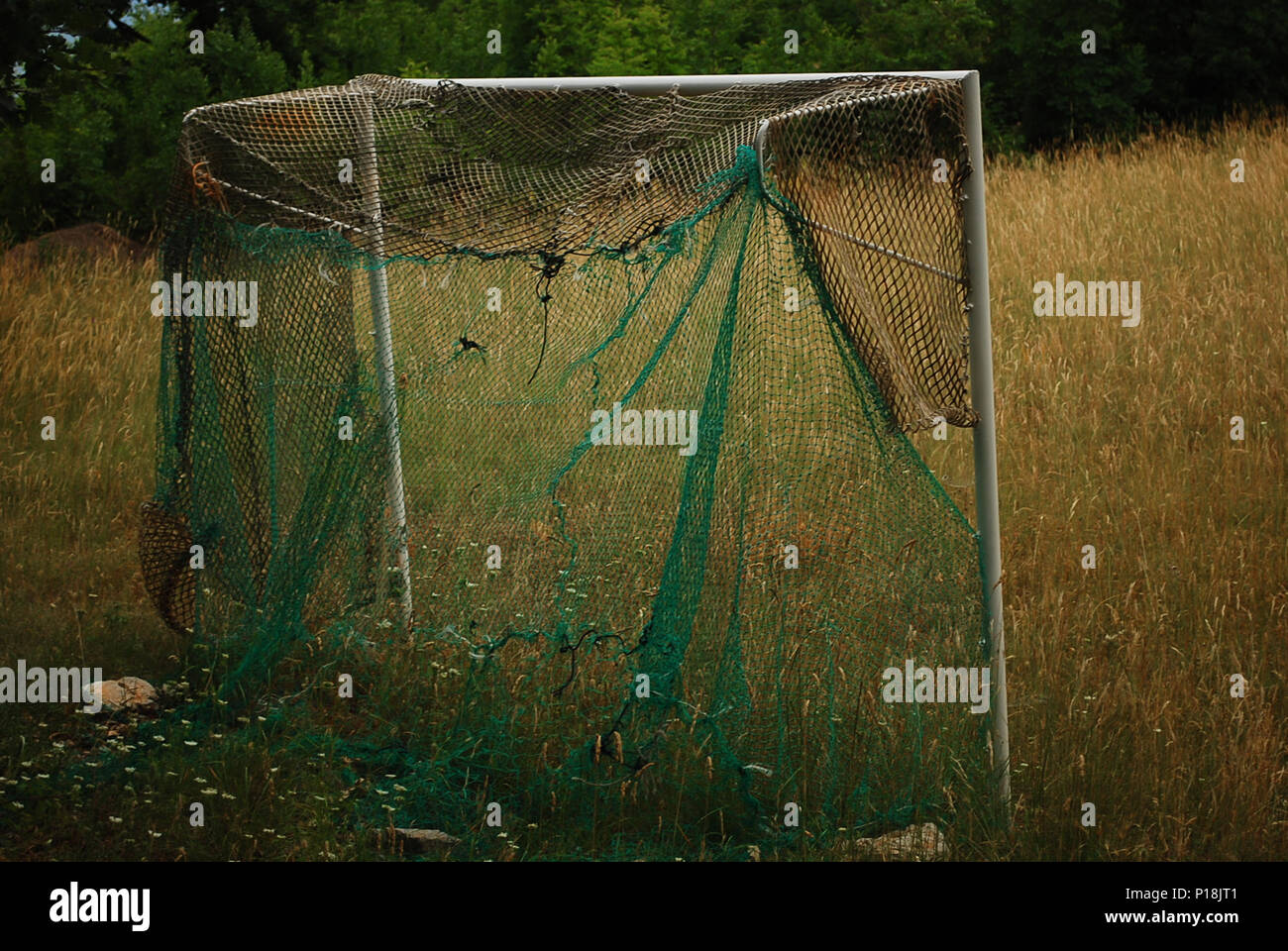 An old abandoned soccer goal Stock Photo Alamy