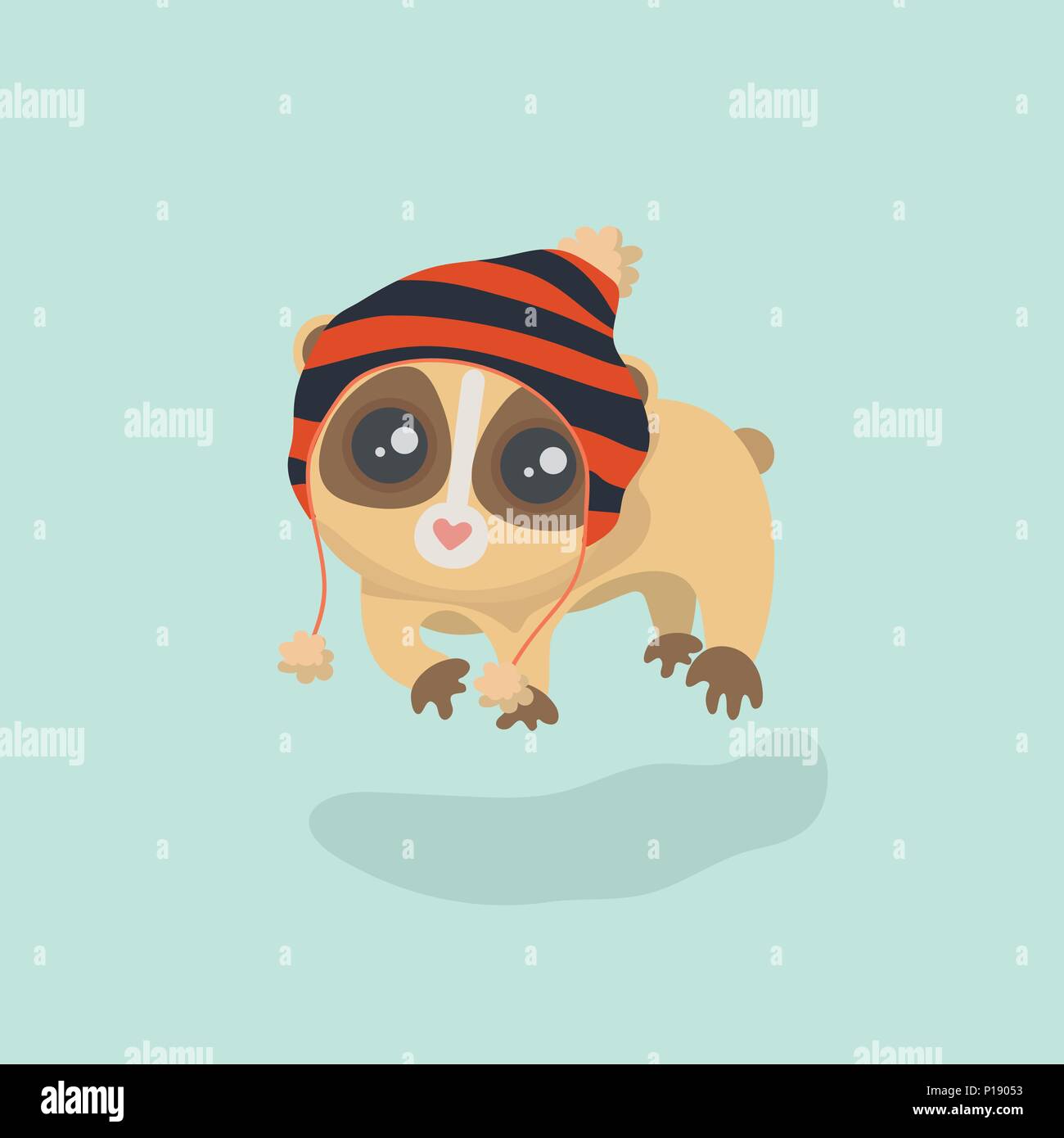 Cute slow loris illustration. Stock Vector