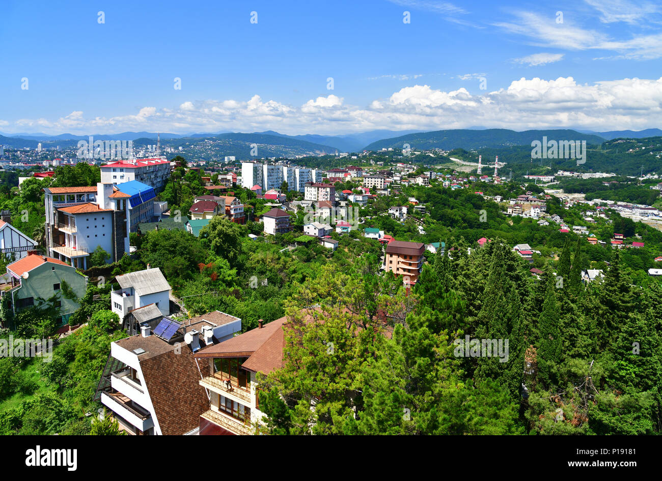 Panorama of Sochi city in Russia Stock Photo