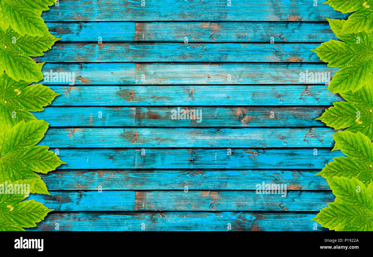 Autumn background with colored leaves on old wooden board Stock Photo ...