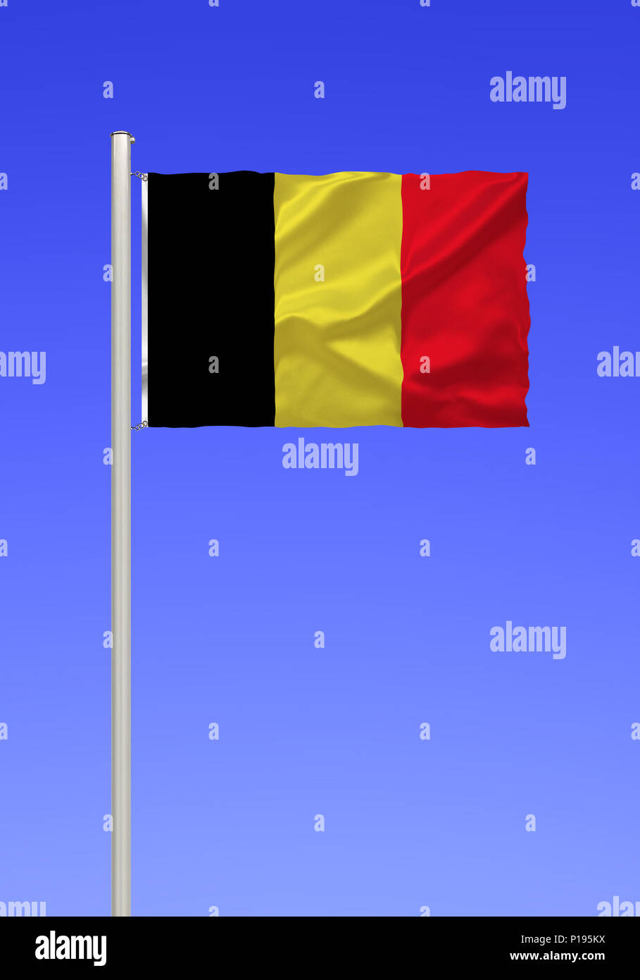 Flag of Belgium,, Flagge von Belgien, Stock Photo
