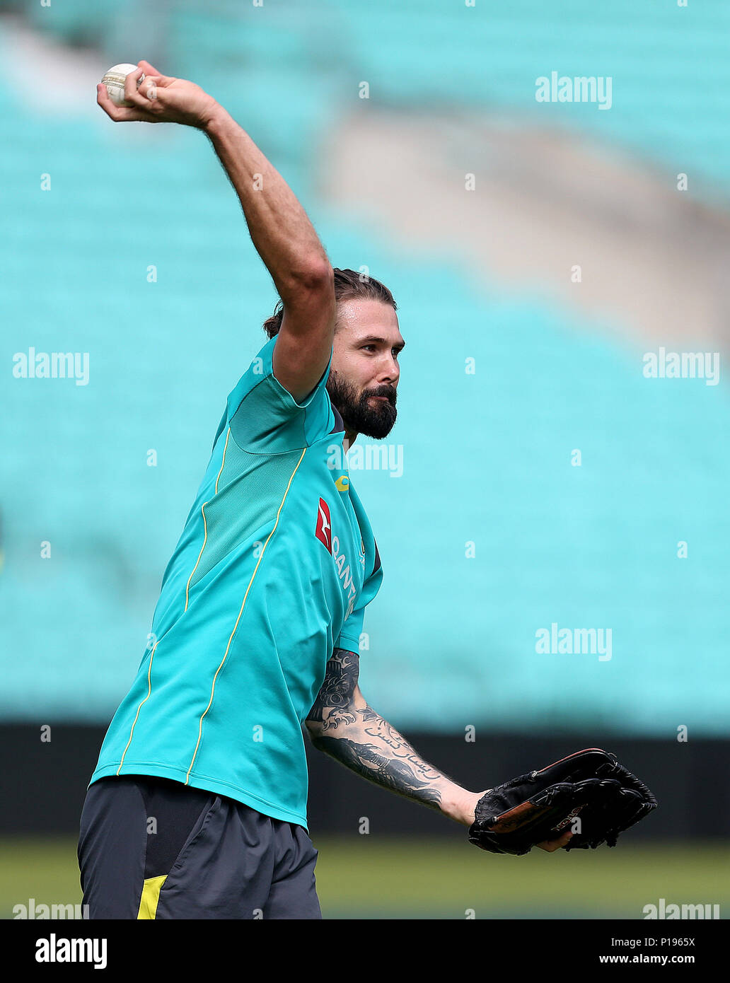 Australia Kane Richardson during the nets session at the Kia Oval