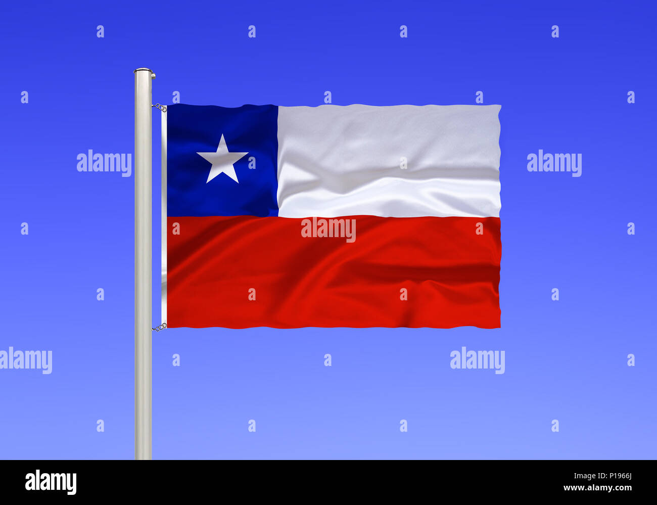 Flag of Chile, South America,, Flagge von Chile, Suedamerika, Stock Photo