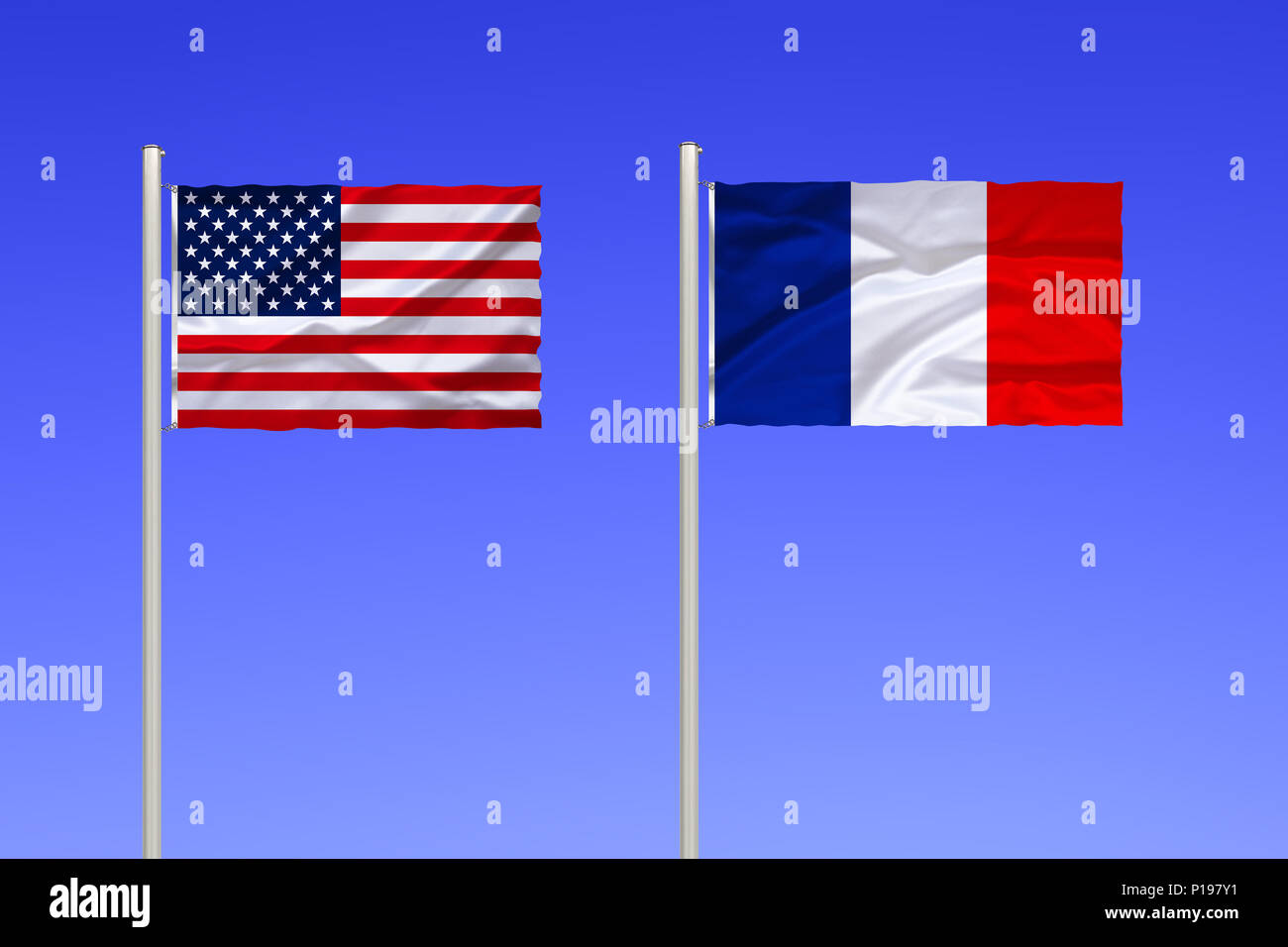 Flag of USA and France, Flagge von USA und Frankreich Stock Photo - Alamy