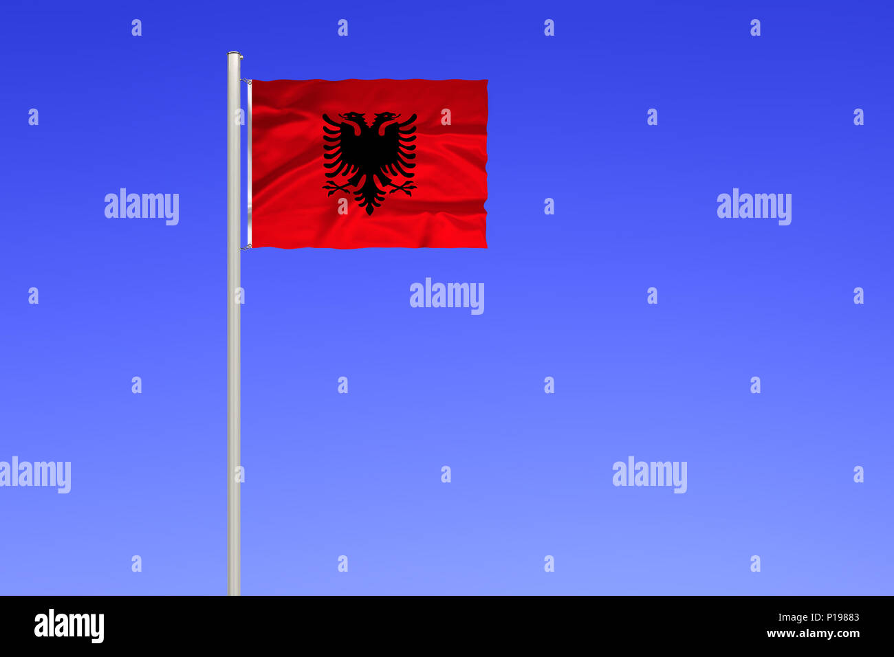 Flag of Albania, Balkan Peninsula, Eastern Europe,, Flagge von Albanien, Balkanhalbinsel