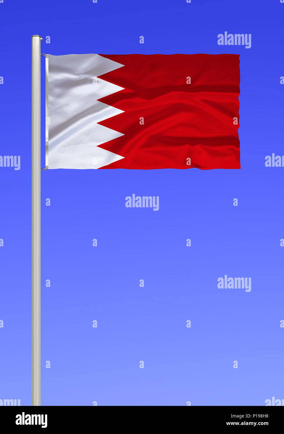 Flag of Bahrain, Flagge von Bahrain Stock Photo