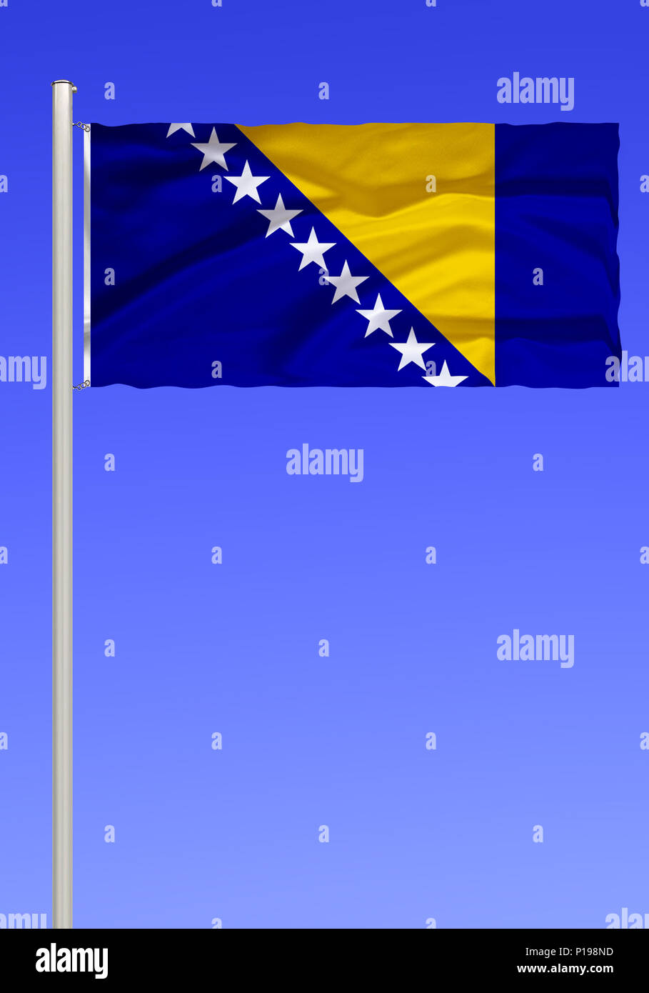 Flag of Bosnia and Herzegovina, Flagge von Bosnien und Herzegowina Stock  Photo - Alamy