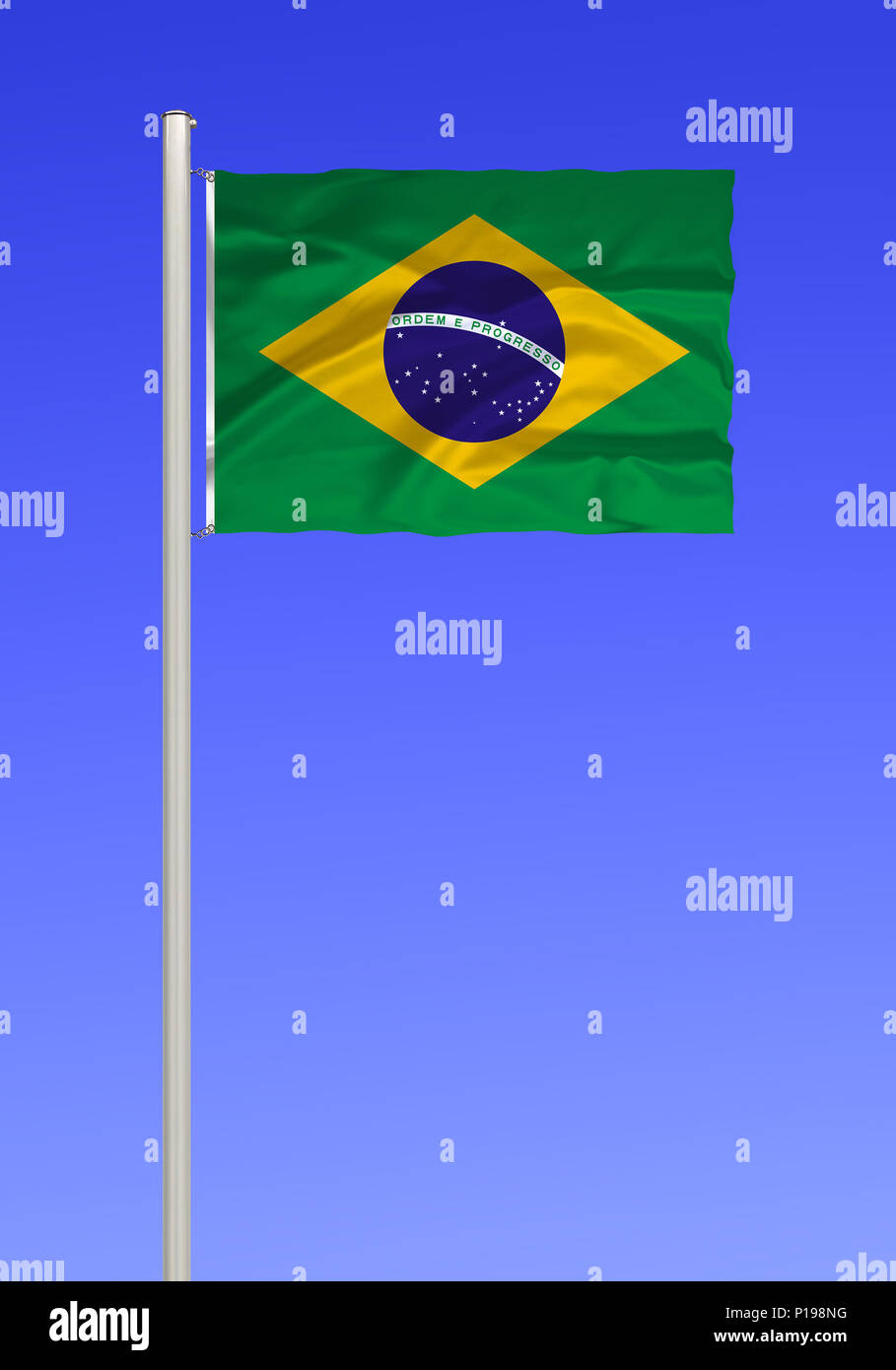 Flag of Brazil, Flagge von Brasilien Stock Photo