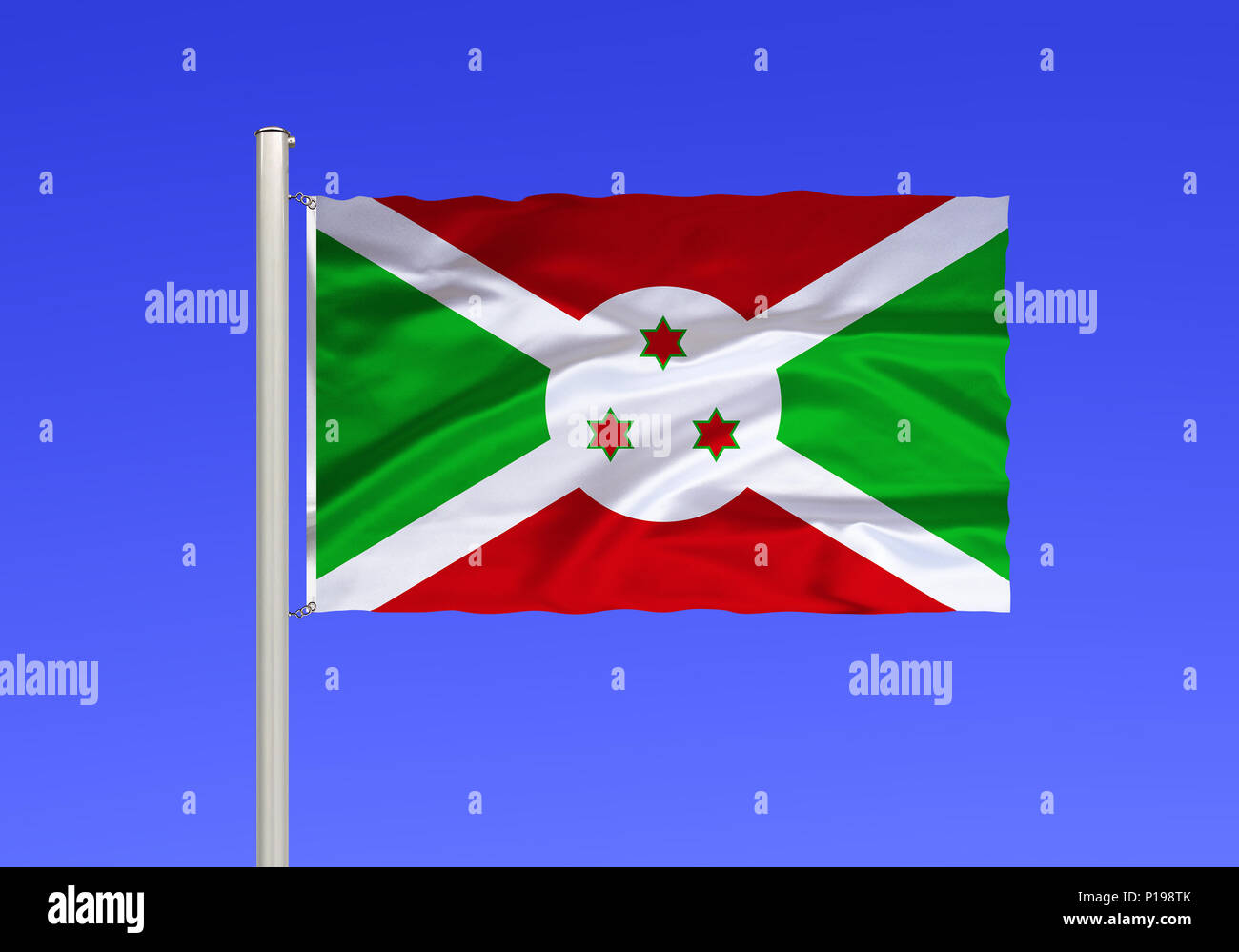 Flag of Burundi, landlocked country in East Africa, its capital is the city  of Bujumbura, , Flagge von Burundi, Binnenstaat in Ostafrika, Hauptstadt i  Stock Photo - Alamy