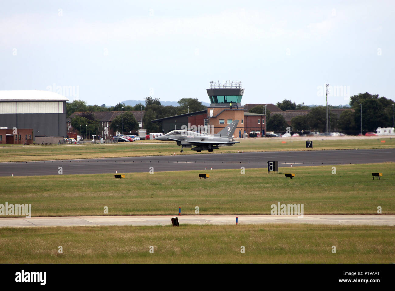 Euro-fighter Typhoon in runway Stock Photo