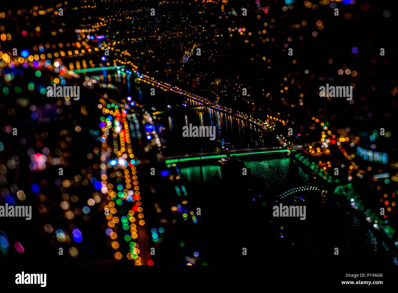 Views from the top of the Eiffel Tower at night Stock Photo
