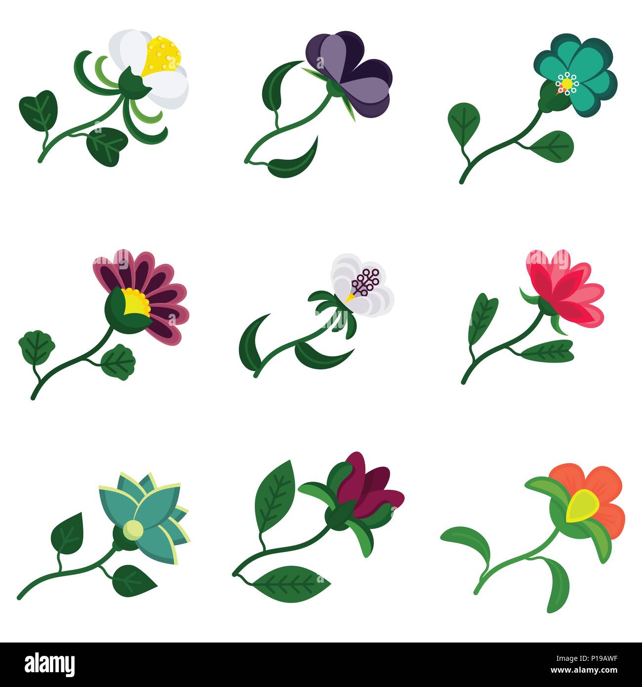 flat color flower set Stock Vector Image & Art - Alamy