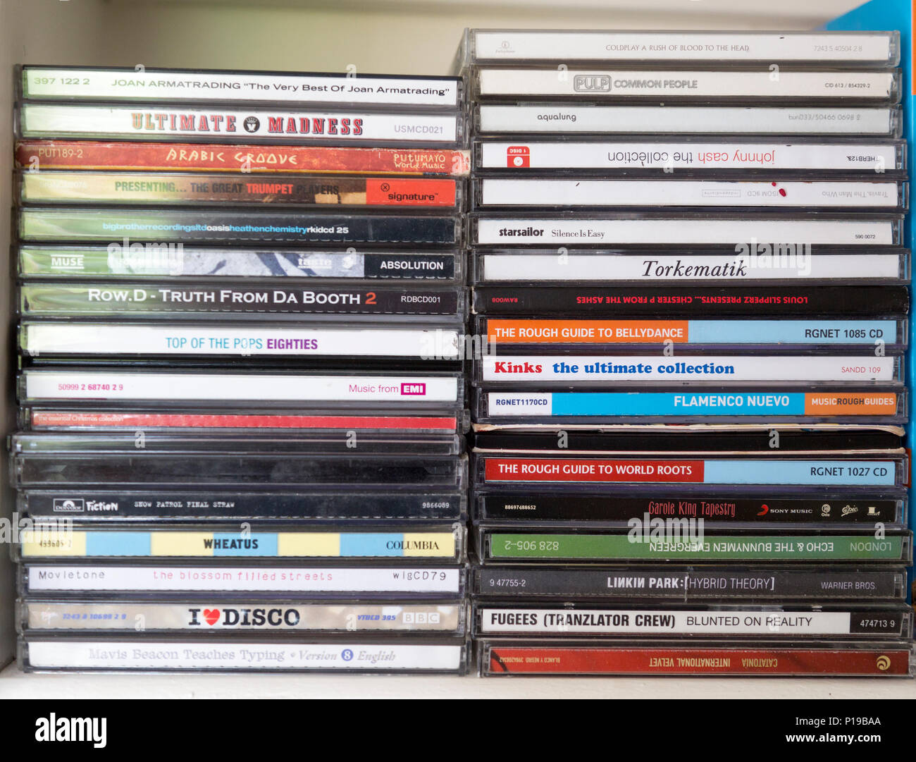 Pile of music CDs and DVDs close up, UK Stock Photo - Alamy