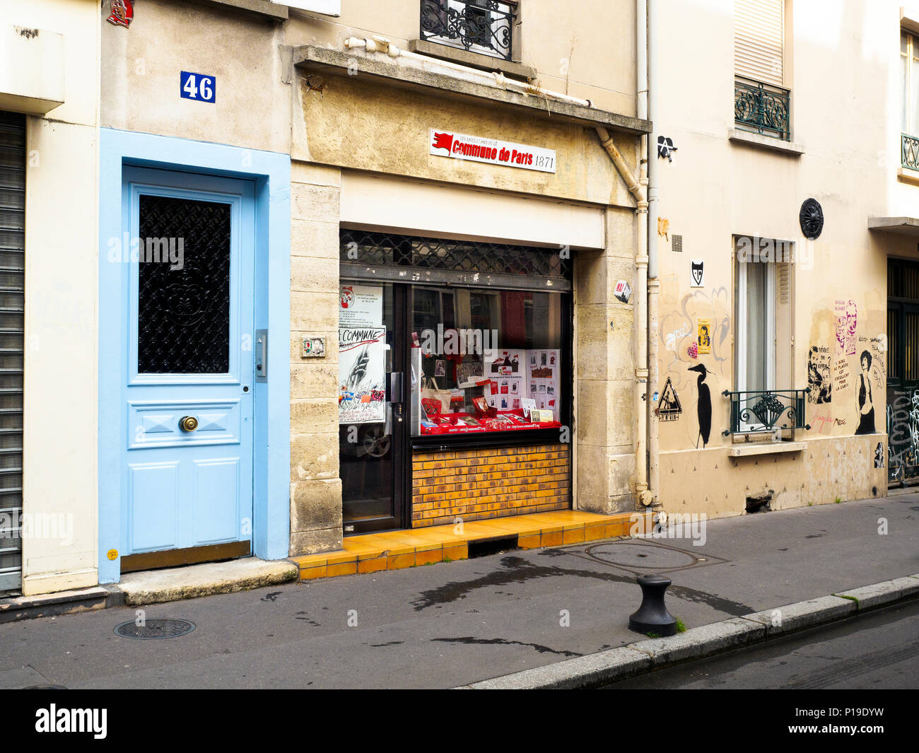 Venue of the Paris Commune friends in Rue Des Cino Diamants - Paris, France Stock Photo