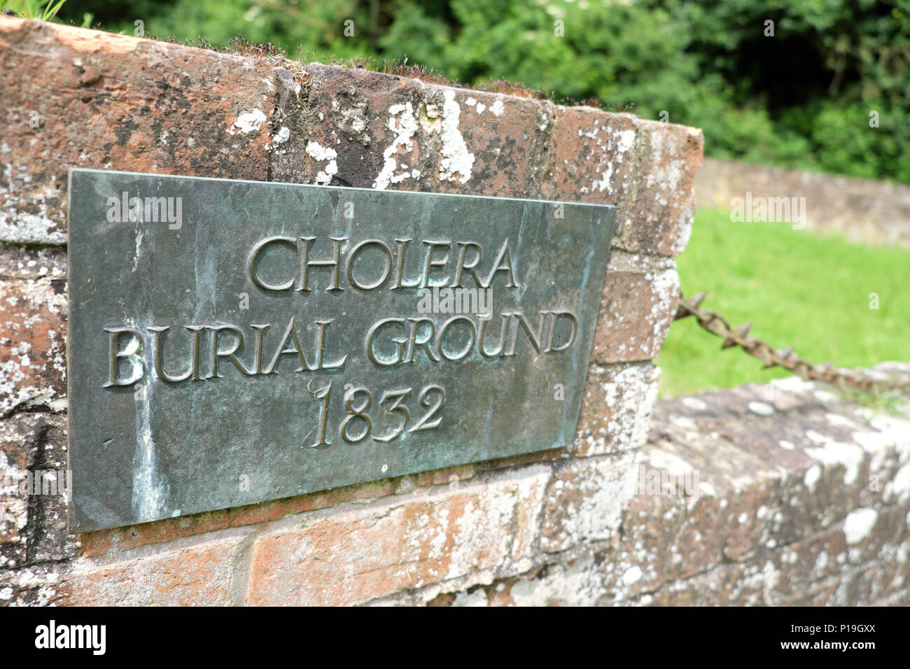 Cholera Burial Ground outside the village of Upton on Severn in Worcestershire UK dating from 1832 Stock Photo