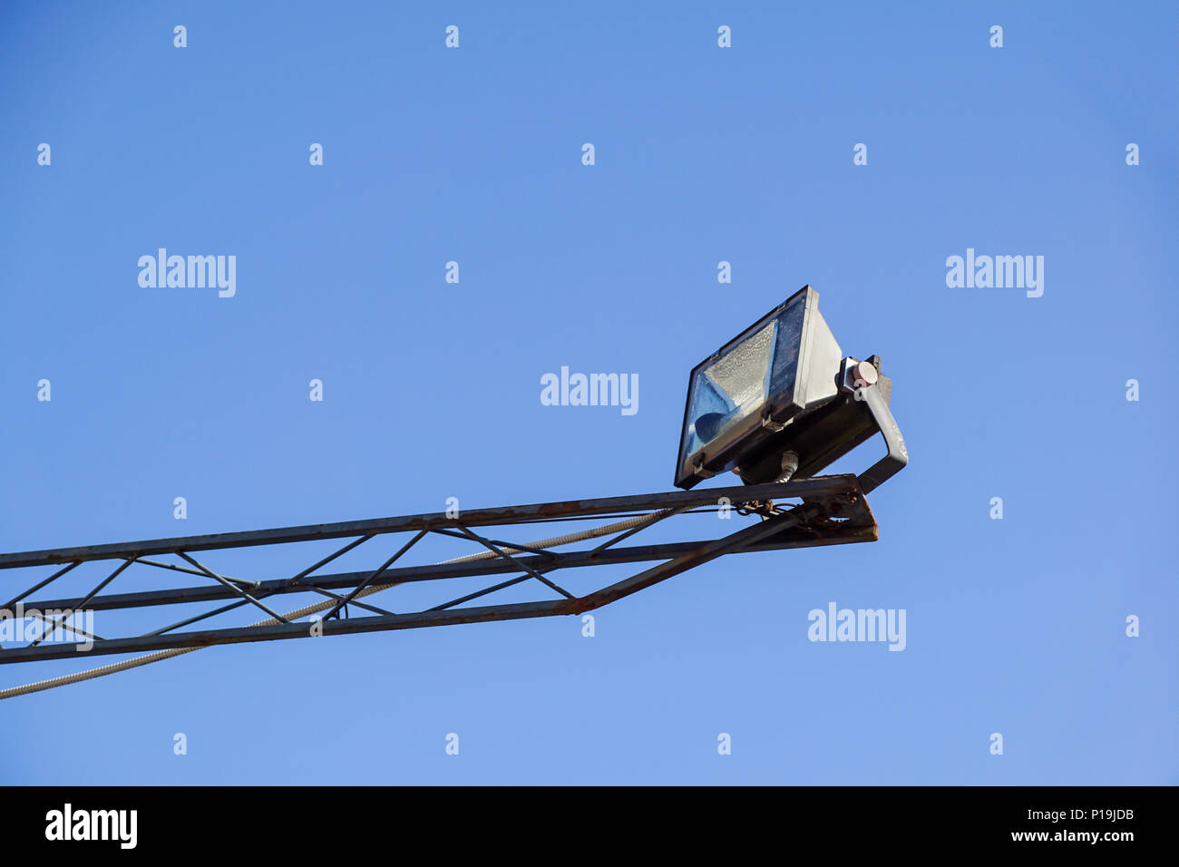 Halogen light withmetal structure on the blue sky background Stock
