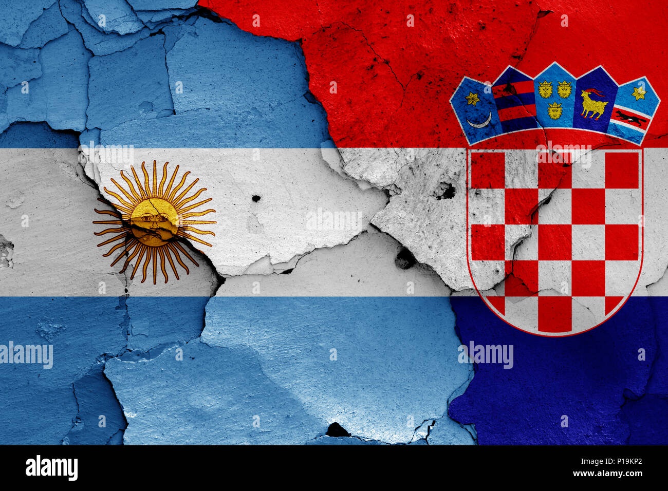 flags of Argentina and Croatia Stock Photo