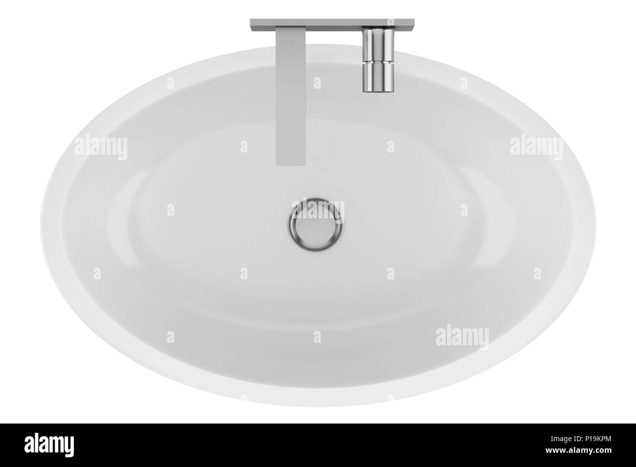 top view of ceramic bathroom sink isolated on white background. 3d  illustration Stock Photo - Alamy