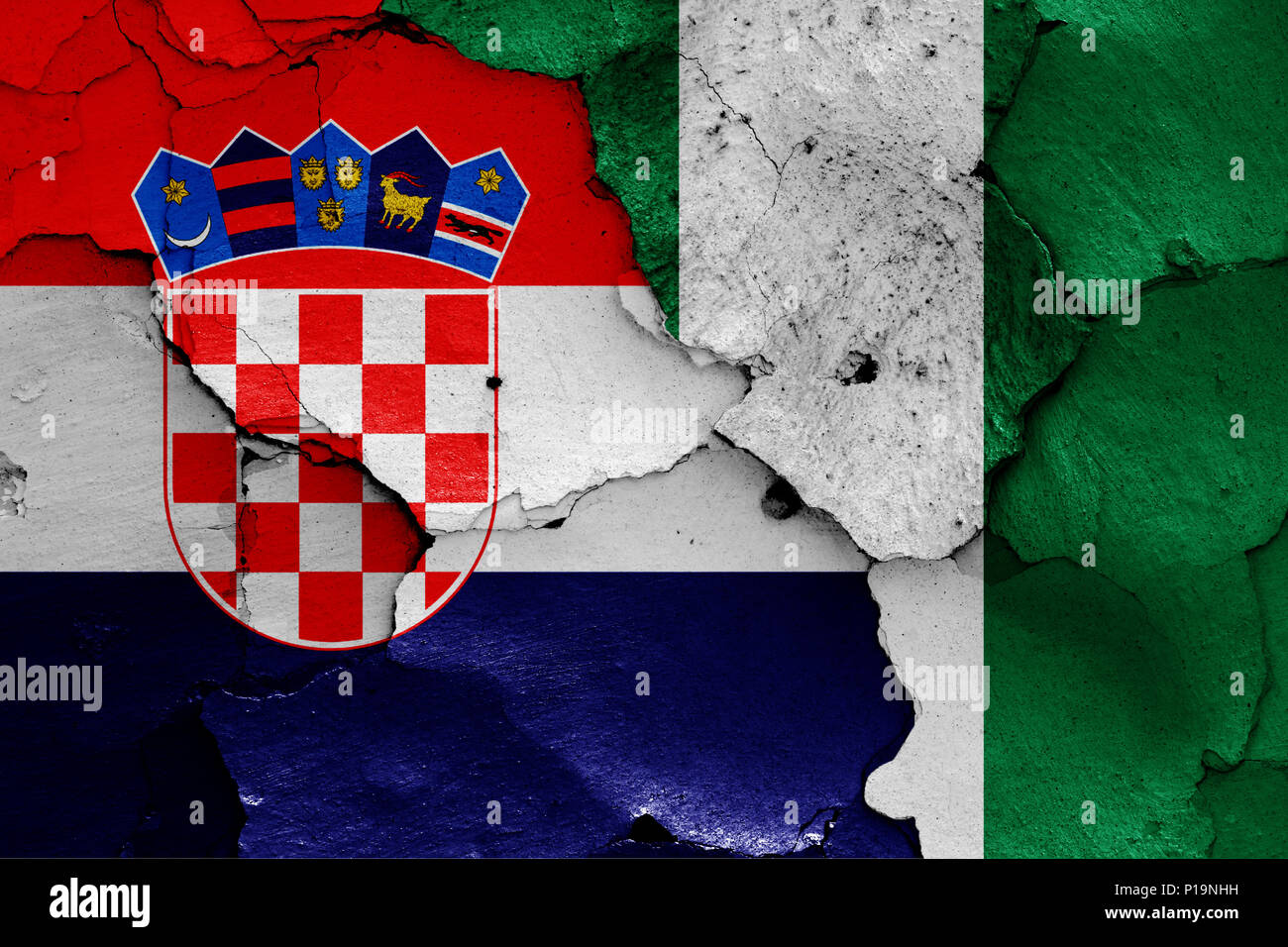 flags of Croatia and Nigeria Stock Photo