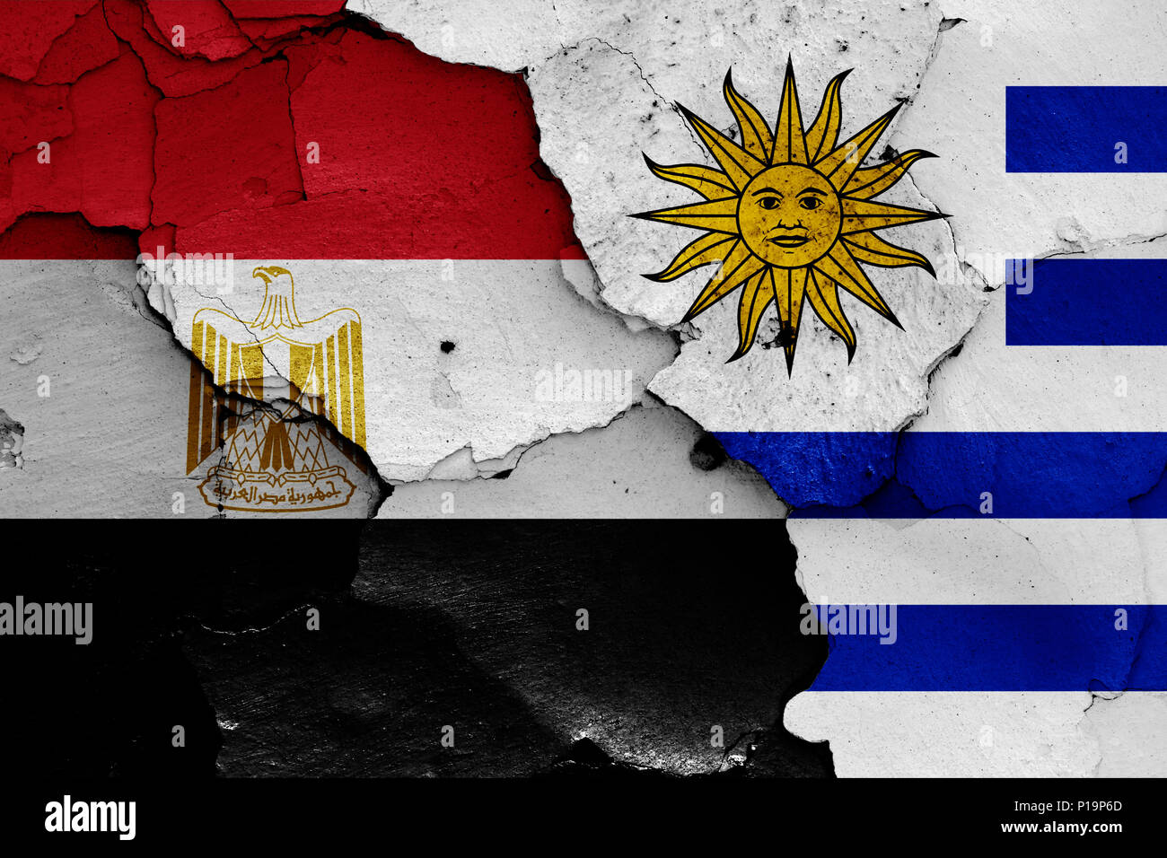 Flags Of Egypt And Uruguay Stock Photo Alamy