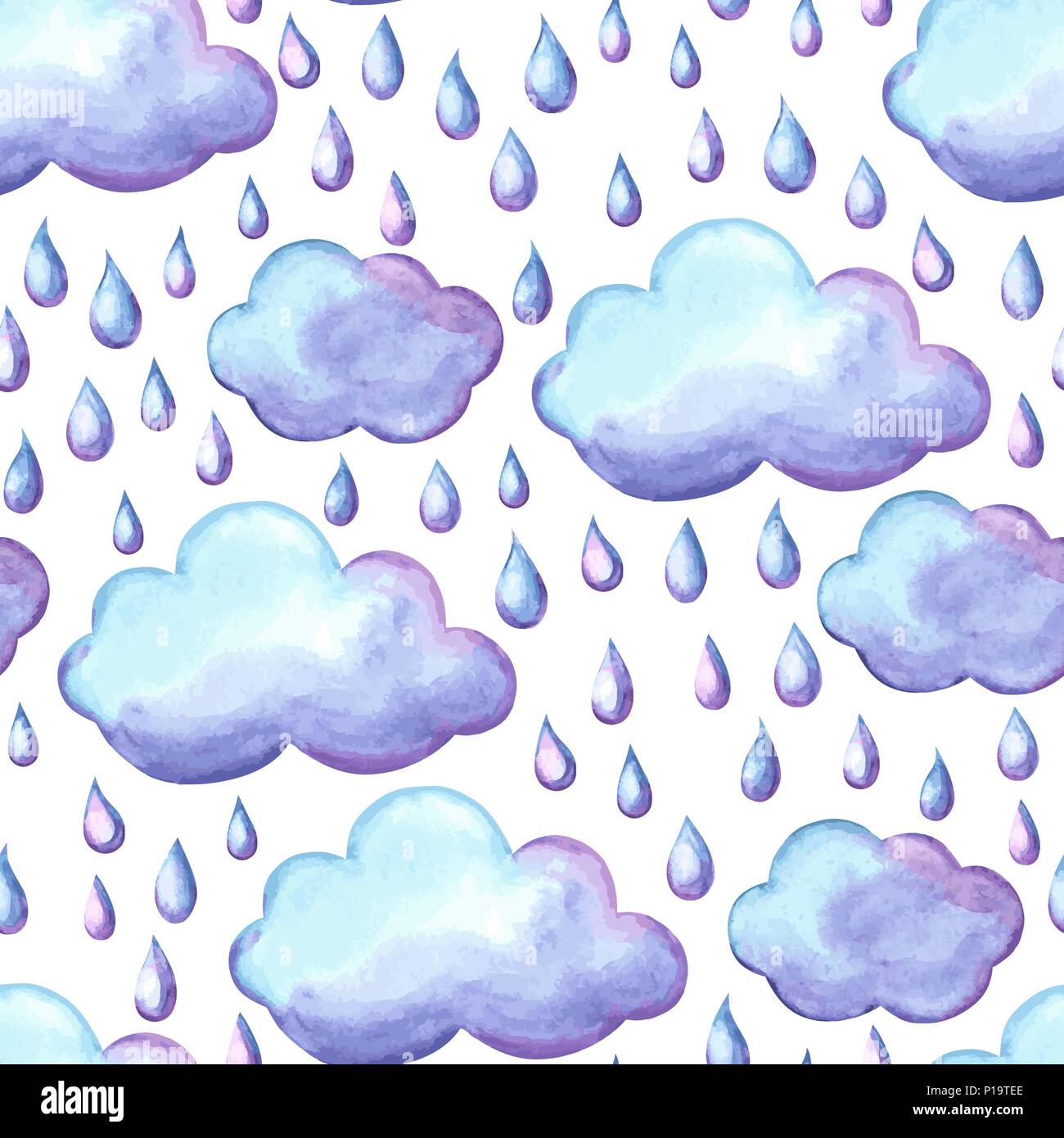 Aquarelle pattern with clouds and rain Stock Vector Image & Art - Alamy