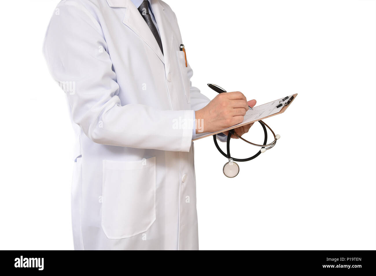 Medical doctor with copy space isolated on white background Stock Photo ...