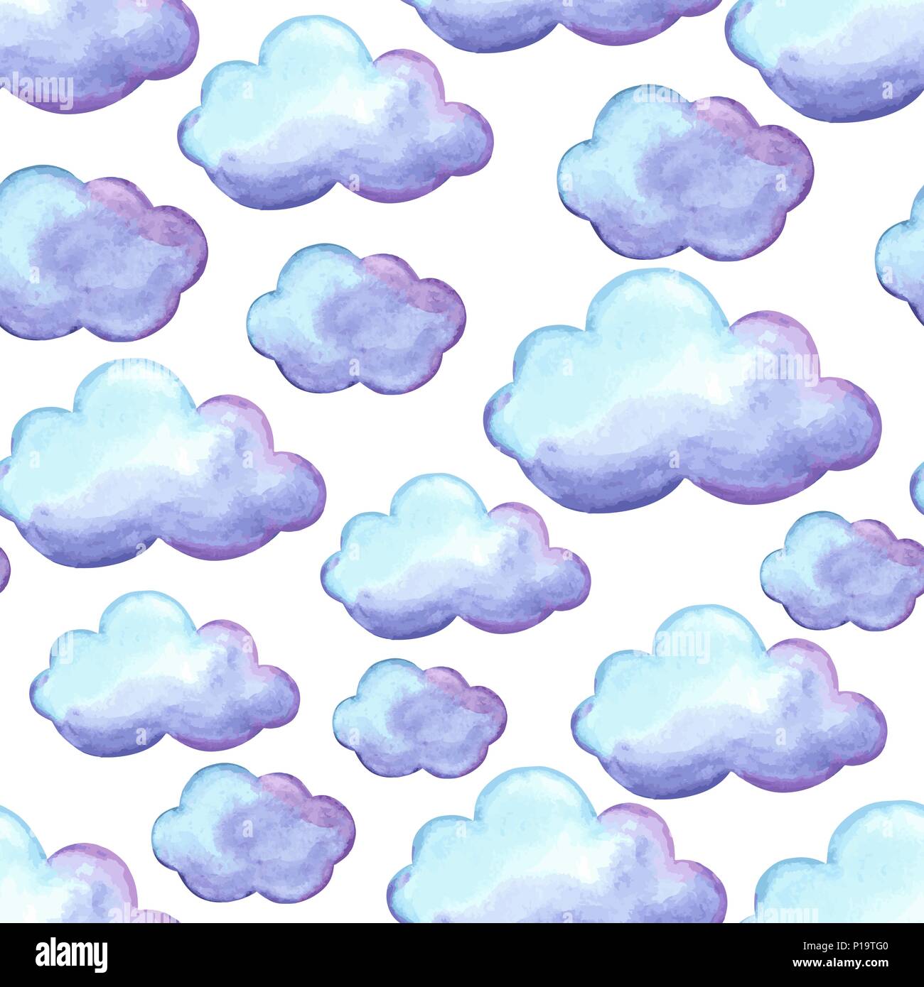 Blue Watercolor Clouds Seamless Pattern High Resolution Stock ...