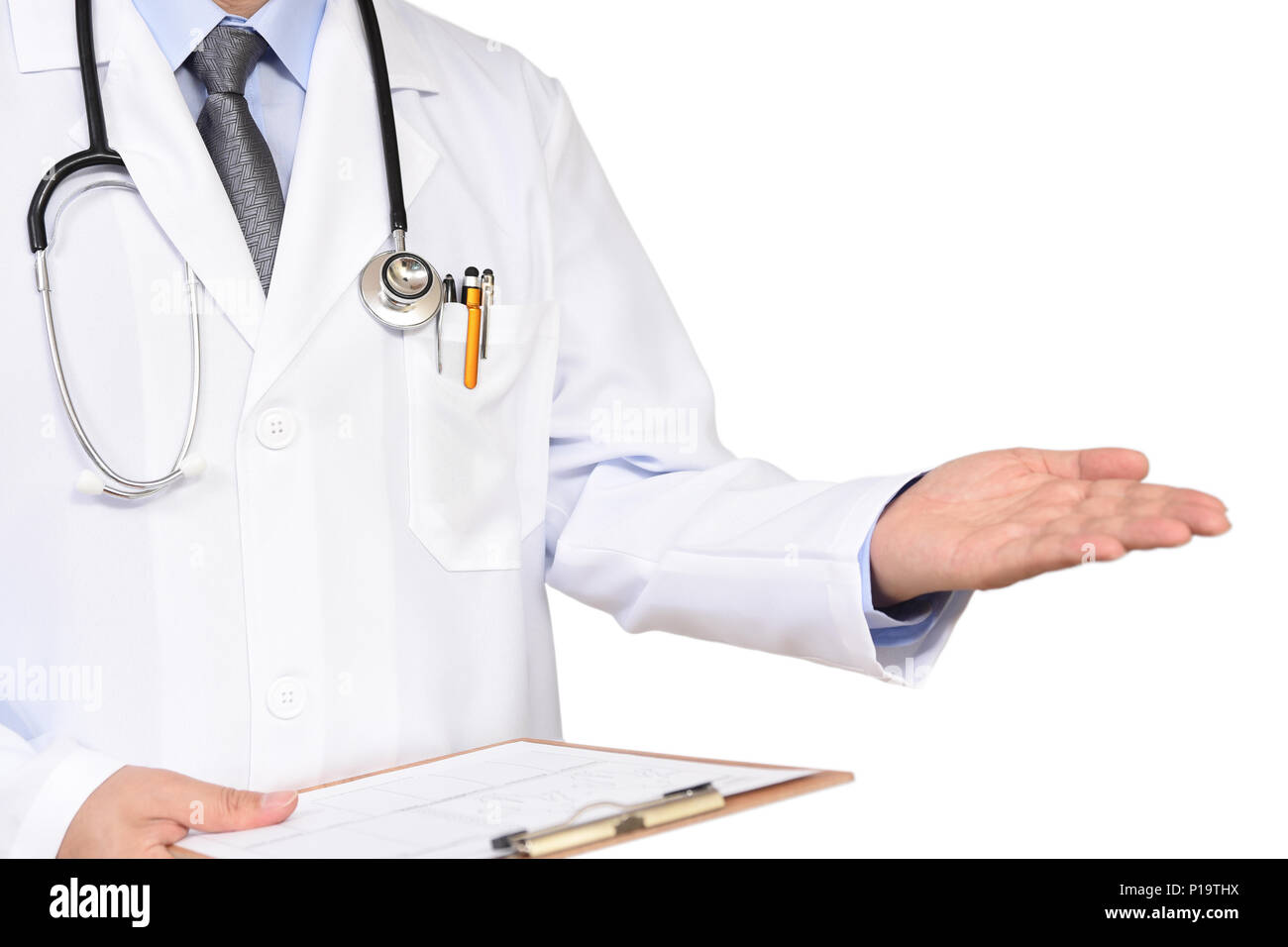 Medical doctor with copy space isolated on white background Stock Photo ...