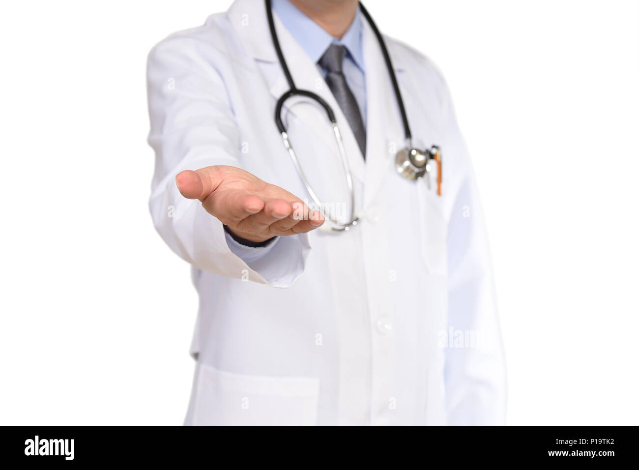 Medical doctor with copy space isolated on white background Stock Photo ...