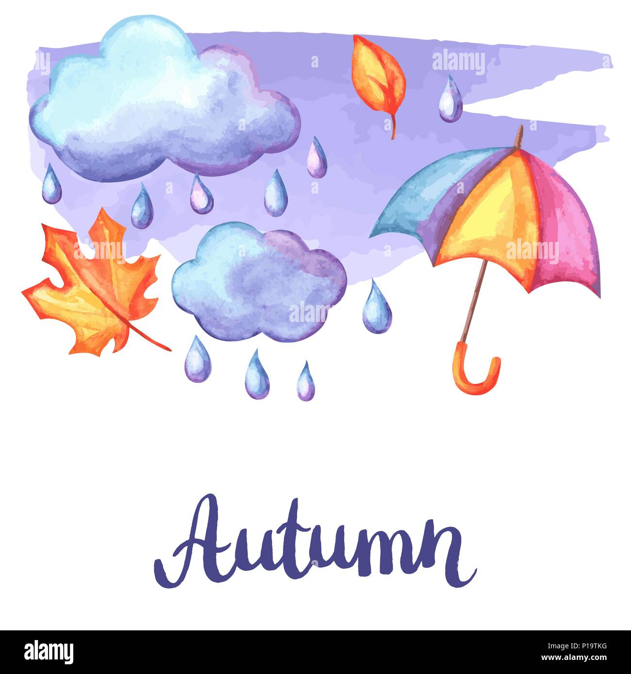 Aquarelle background with autumn elements. Stock Vector