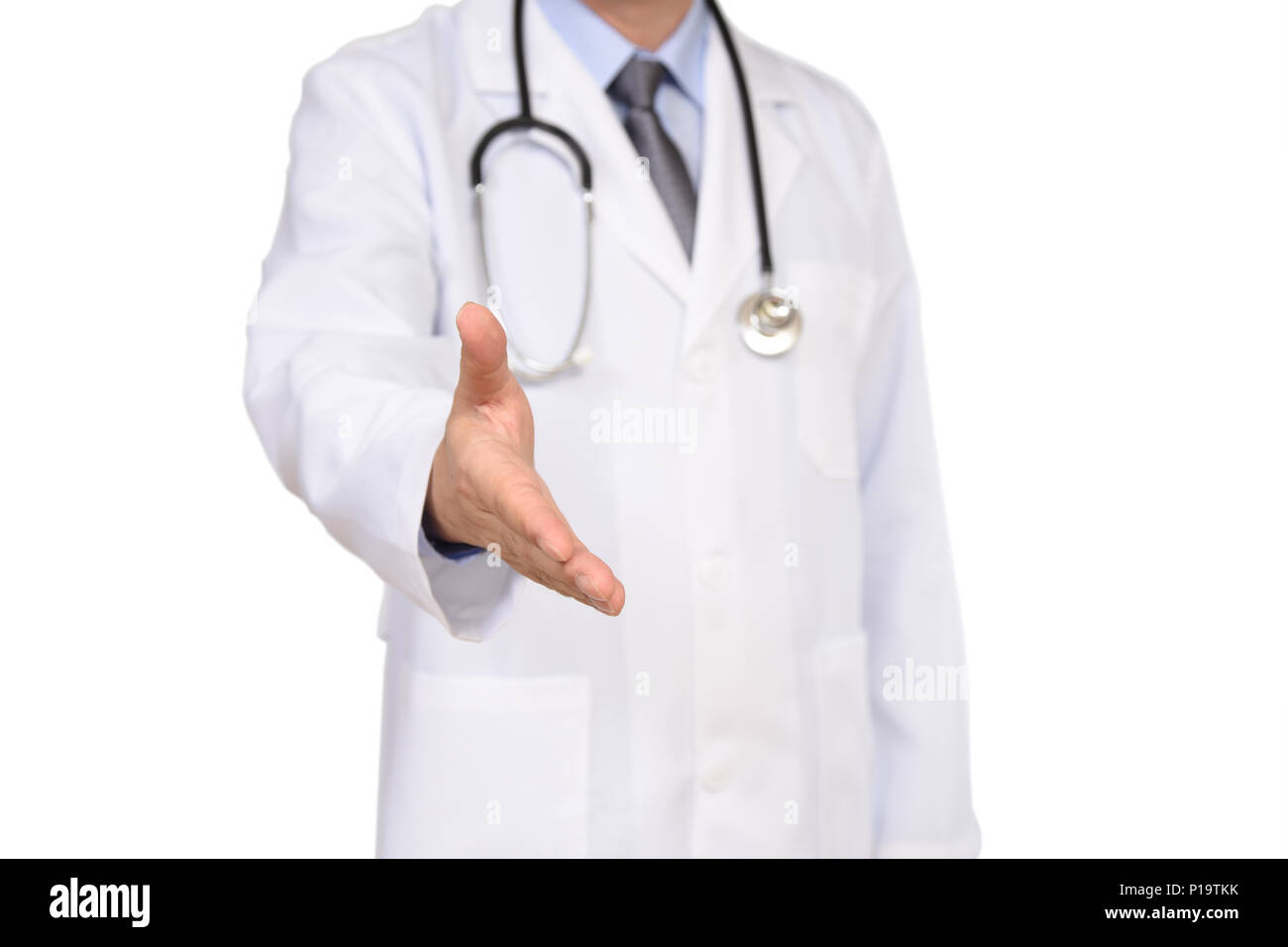 Medical doctor with copy space isolated on white background Stock Photo ...