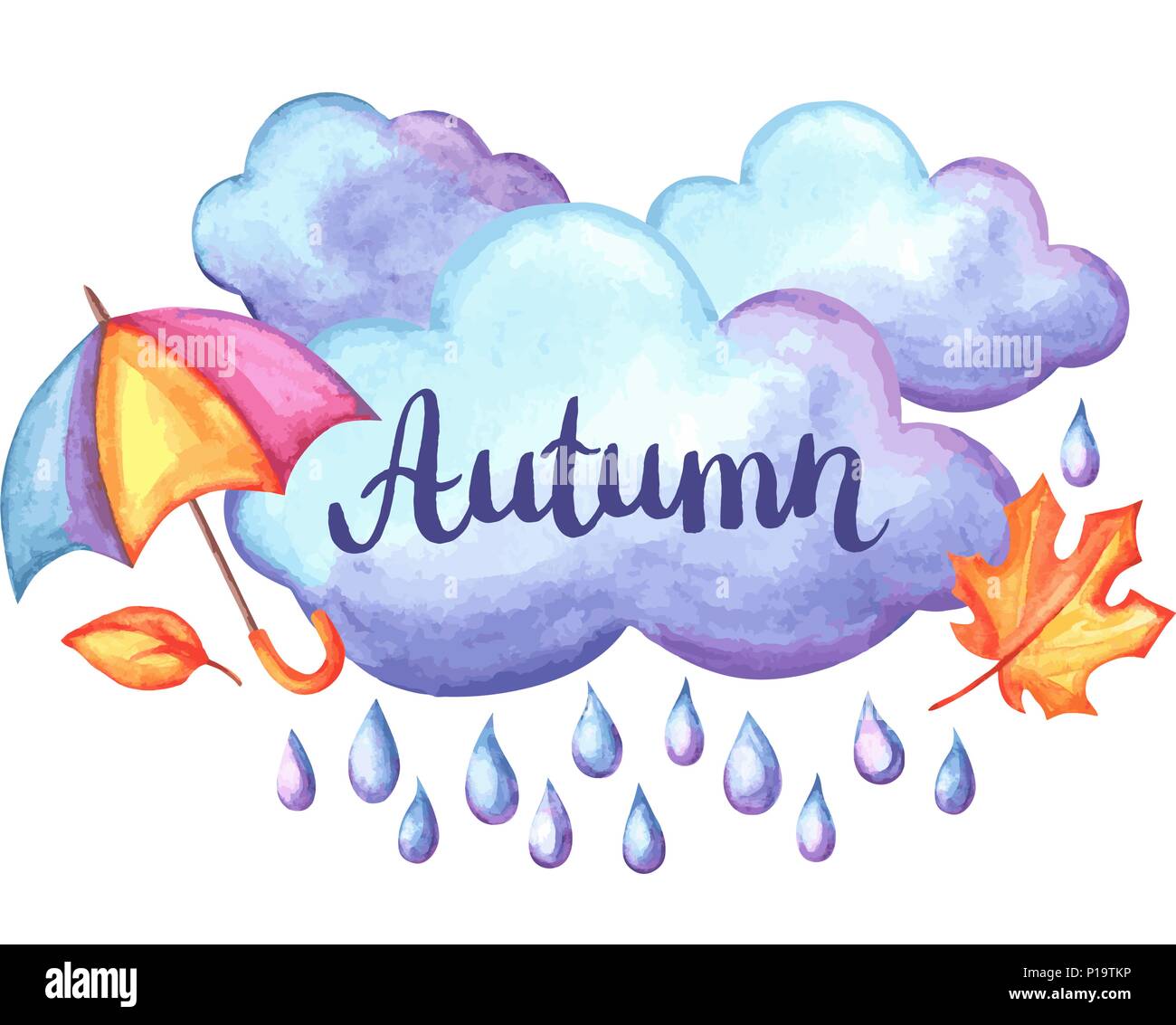 Aquarelle background with autumn elements. Stock Vector