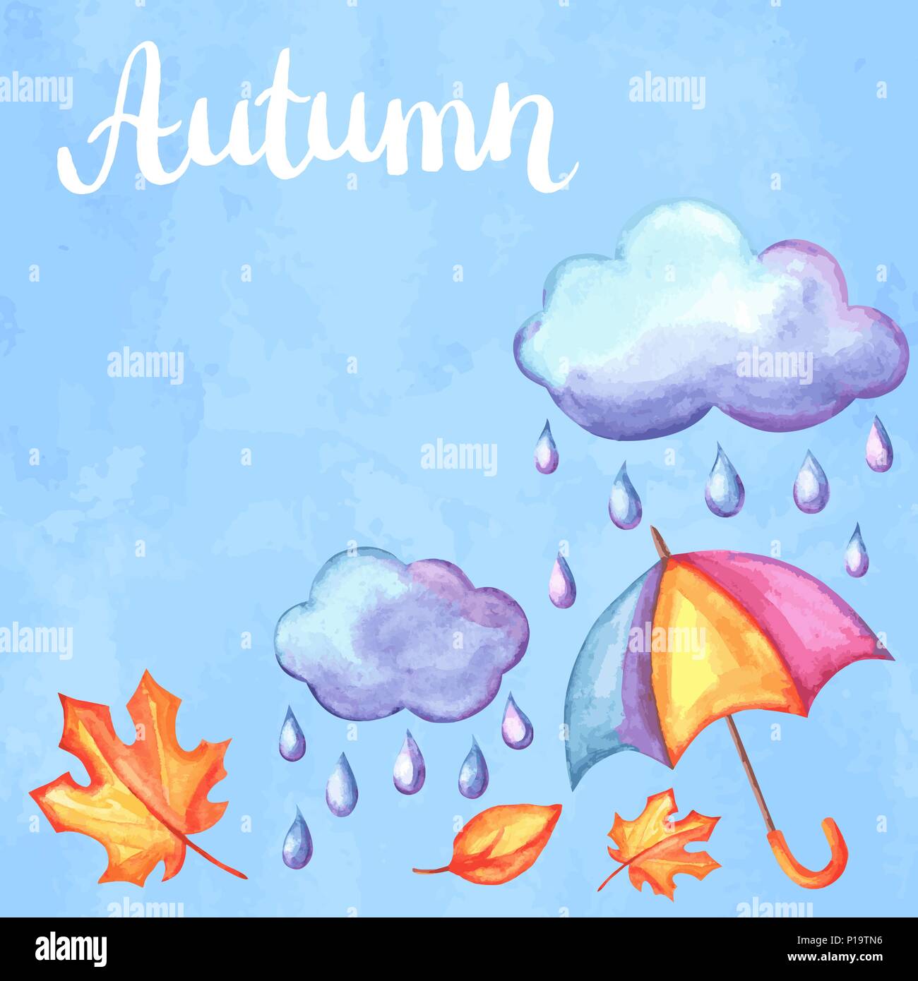 Aquarelle background with autumn elements. Stock Vector