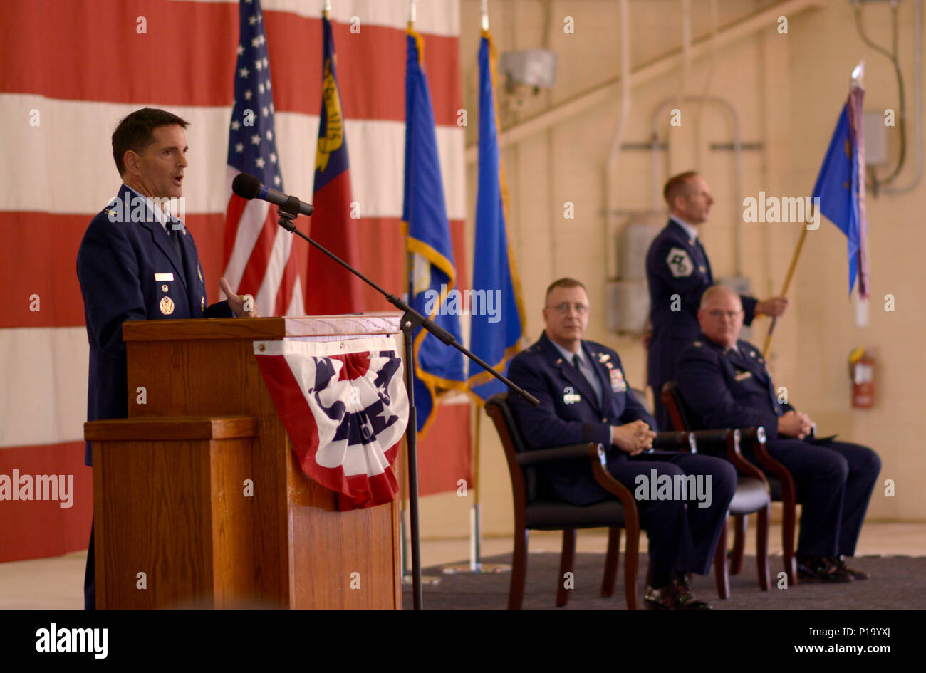 Col. of the 145th Airlift Wing introduces himself to North Carolina ANG ...