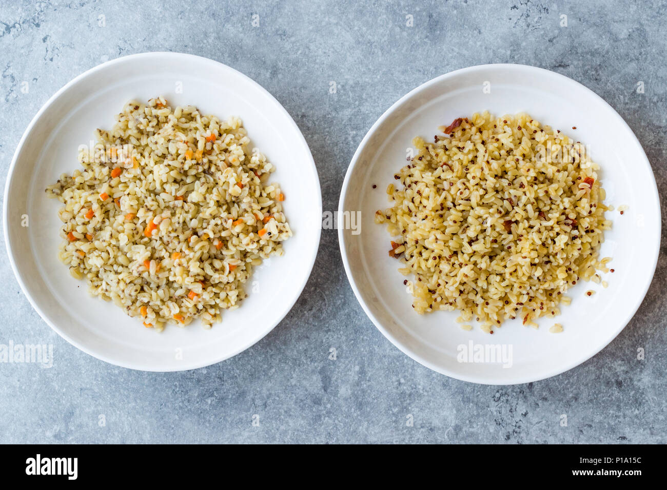 Cooked Bulgur Rice with Chia Seeds and Quinoa in Plate Ready to Eat. /  Bulghur for Pilav or Pilaf. Organic Food Stock Photo - Alamy