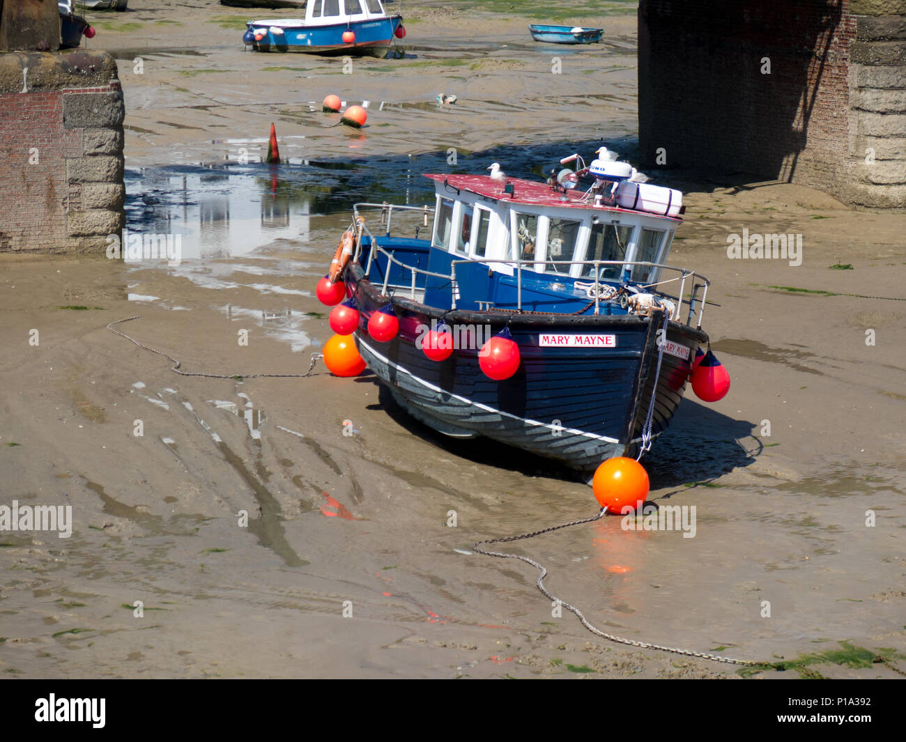 Tide out at Folkestone Harbour Stock Photo