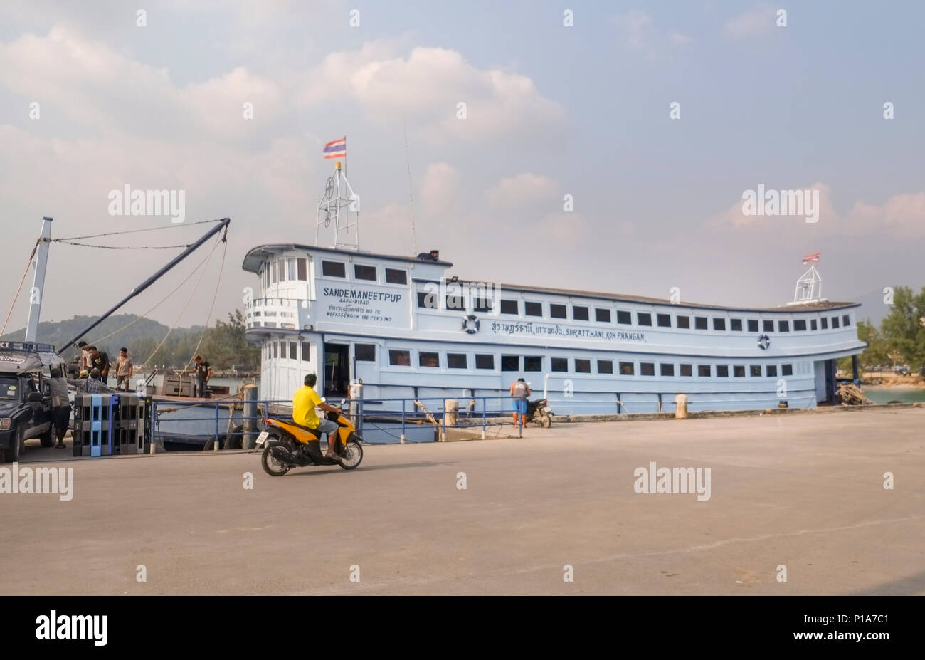 Maintenance of a ferry at a port in Ko Pha-ngan, Thailand Stock Photo