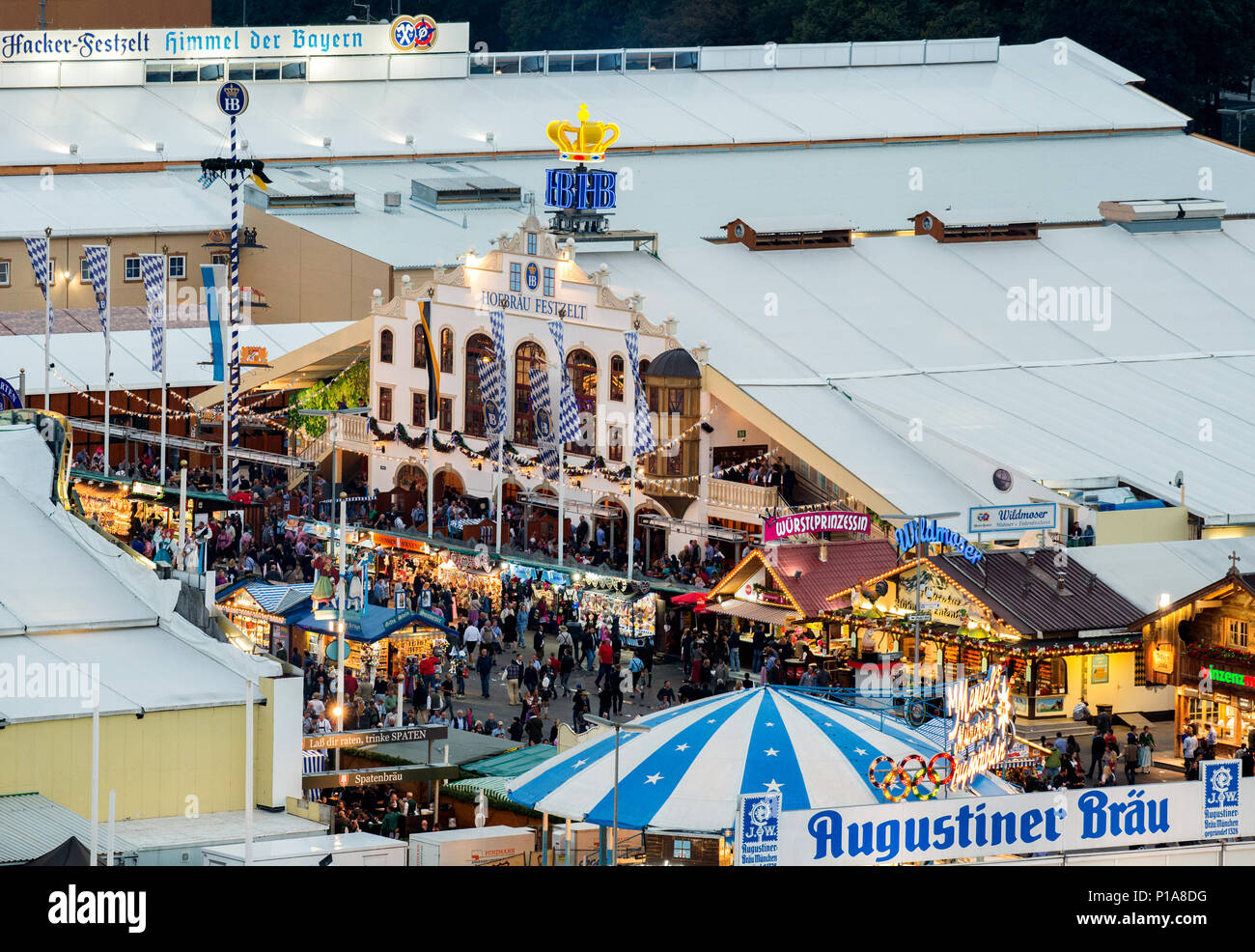 Muenchen, Germany, View over the Oktoberfest on Theresienwiese Stock Photo